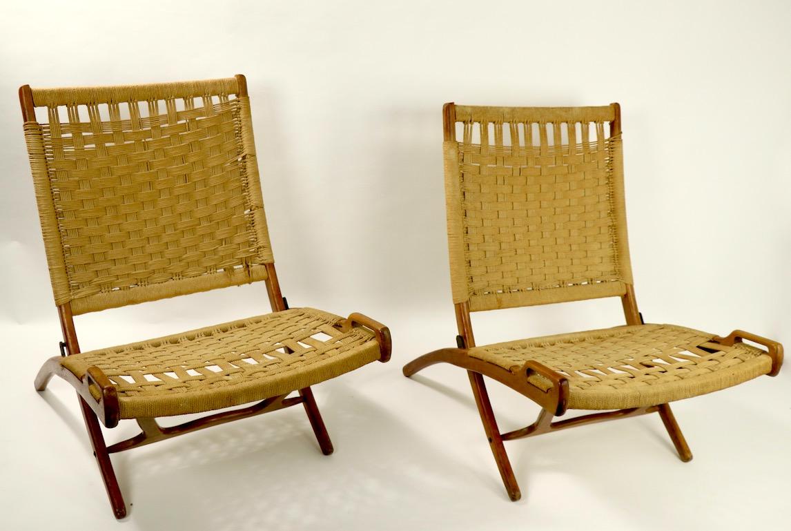 Pair of Folding Scissor Chairs Made in Italy after Wegner 9