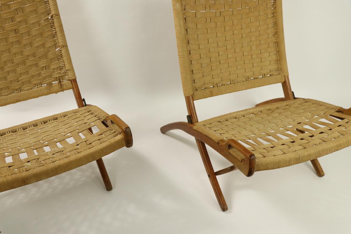 Pair of Folding Scissor Chairs Made in Italy after Wegner 10