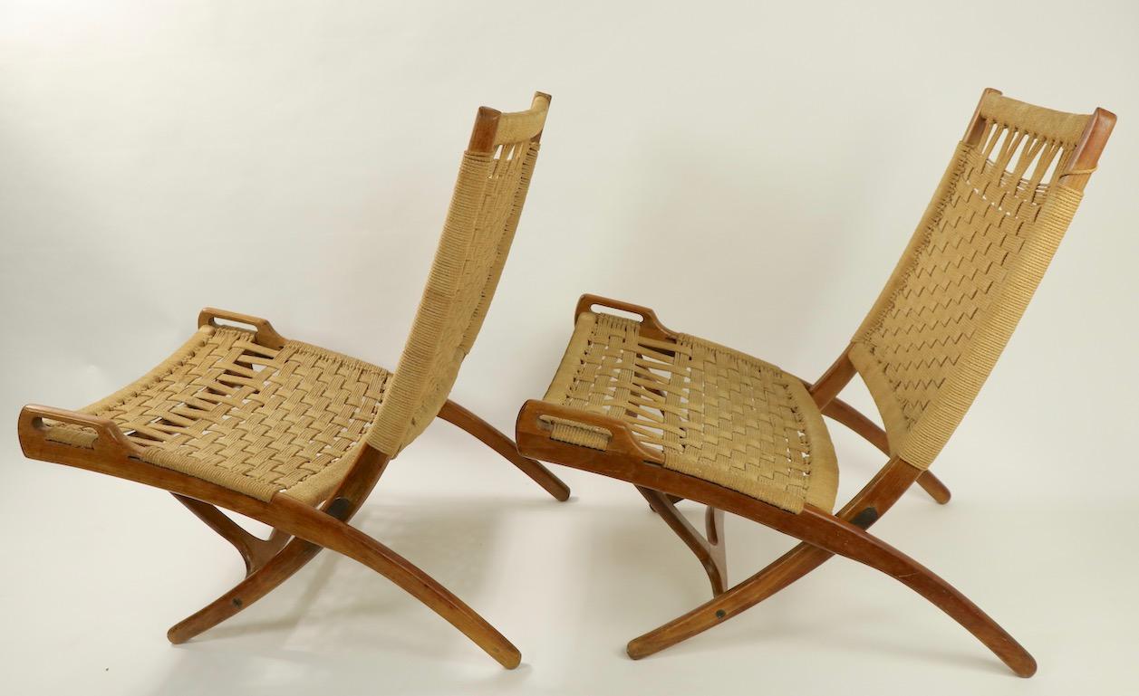 Pair of Folding Scissor Chairs Made in Italy after Wegner 11