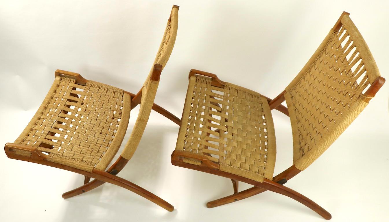 Pair of Folding Scissor Chairs Made in Italy after Wegner 12