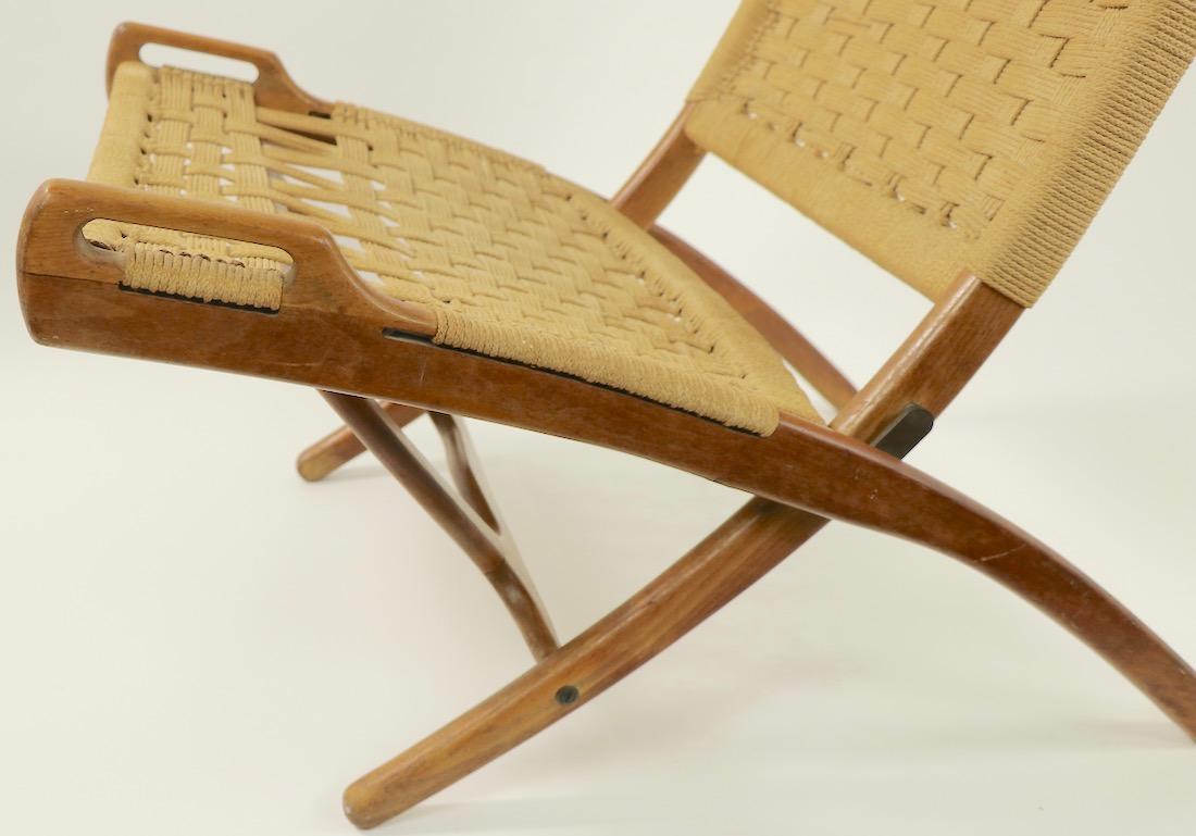 Twine Pair of Folding Scissor Chairs Made in Italy after Wegner