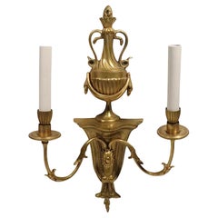 Pair of Formal Classical Two Light Candlestick Sconces by Caldwell
