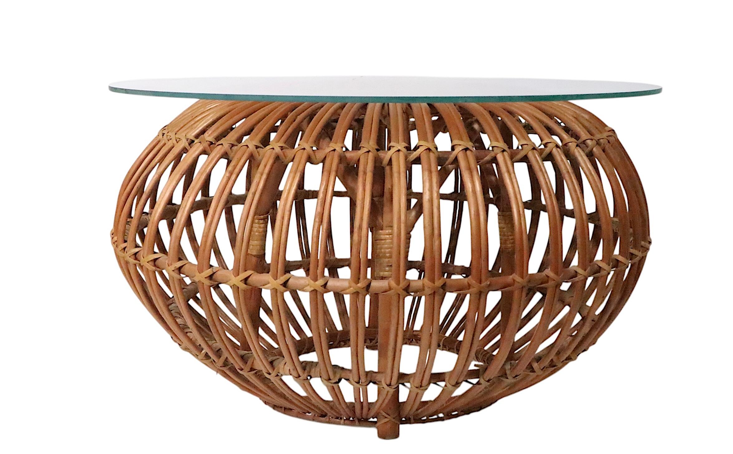 Pr. Franco Albini  Bamboo Reed Stools Ottoman Tables For Sale 4