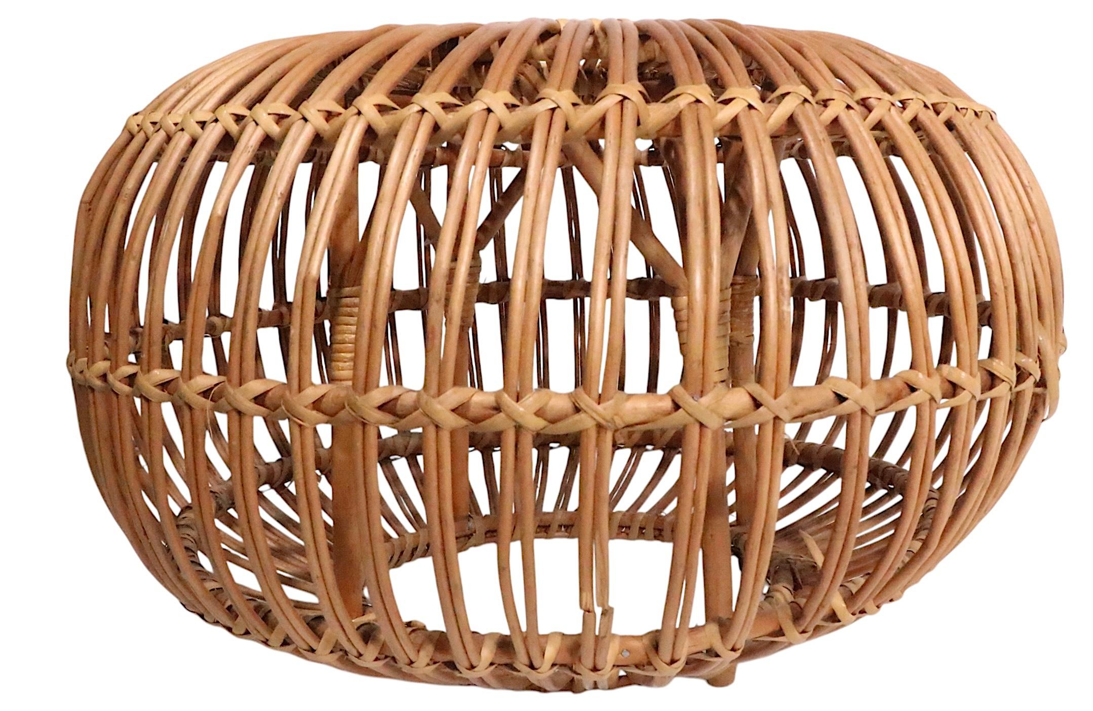 Pr. Franco Albini  Bamboo Reed Stools Ottoman Tables For Sale 6