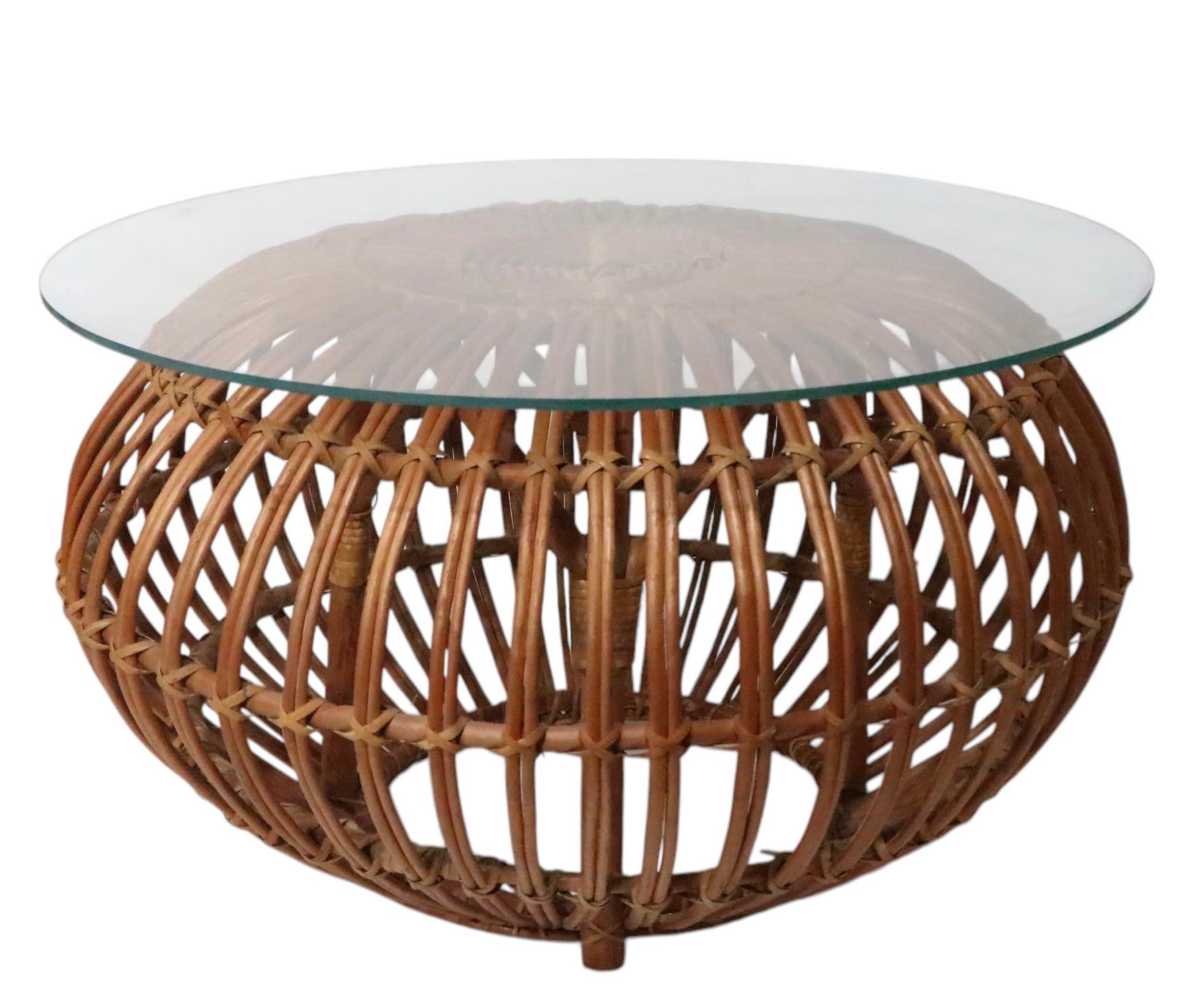 Pr. Franco Albini  Bamboo Reed Stools Ottoman Tables For Sale 8