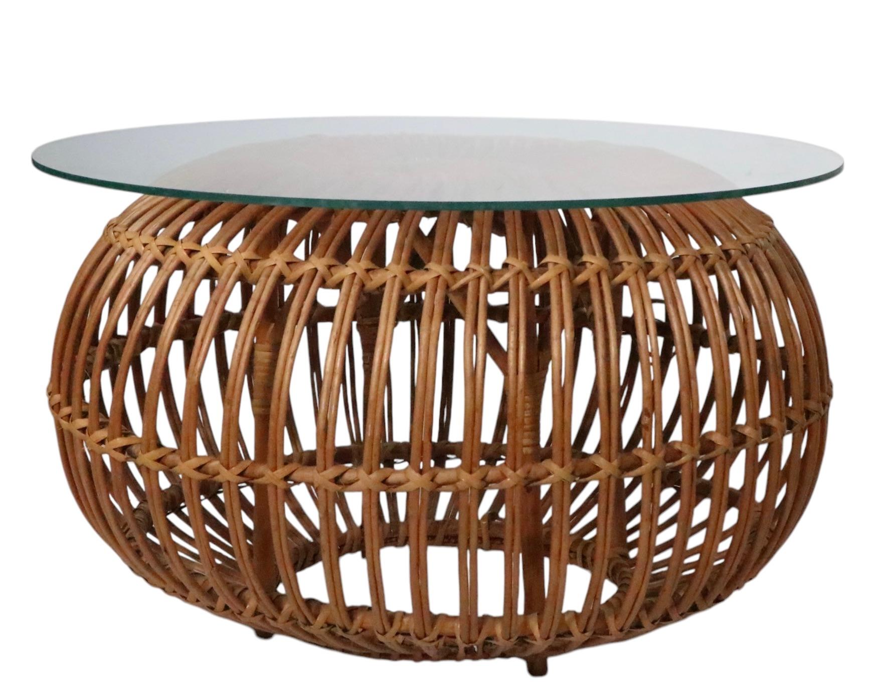Pr. Franco Albini  Bamboo Reed Stools Ottoman Tables For Sale 9