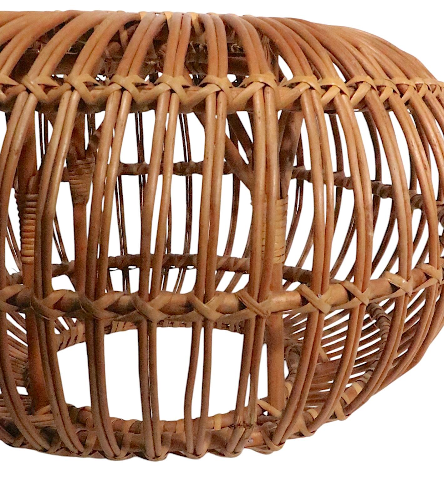 Italian Pr. Franco Albini  Bamboo Reed Stools Ottoman Tables For Sale