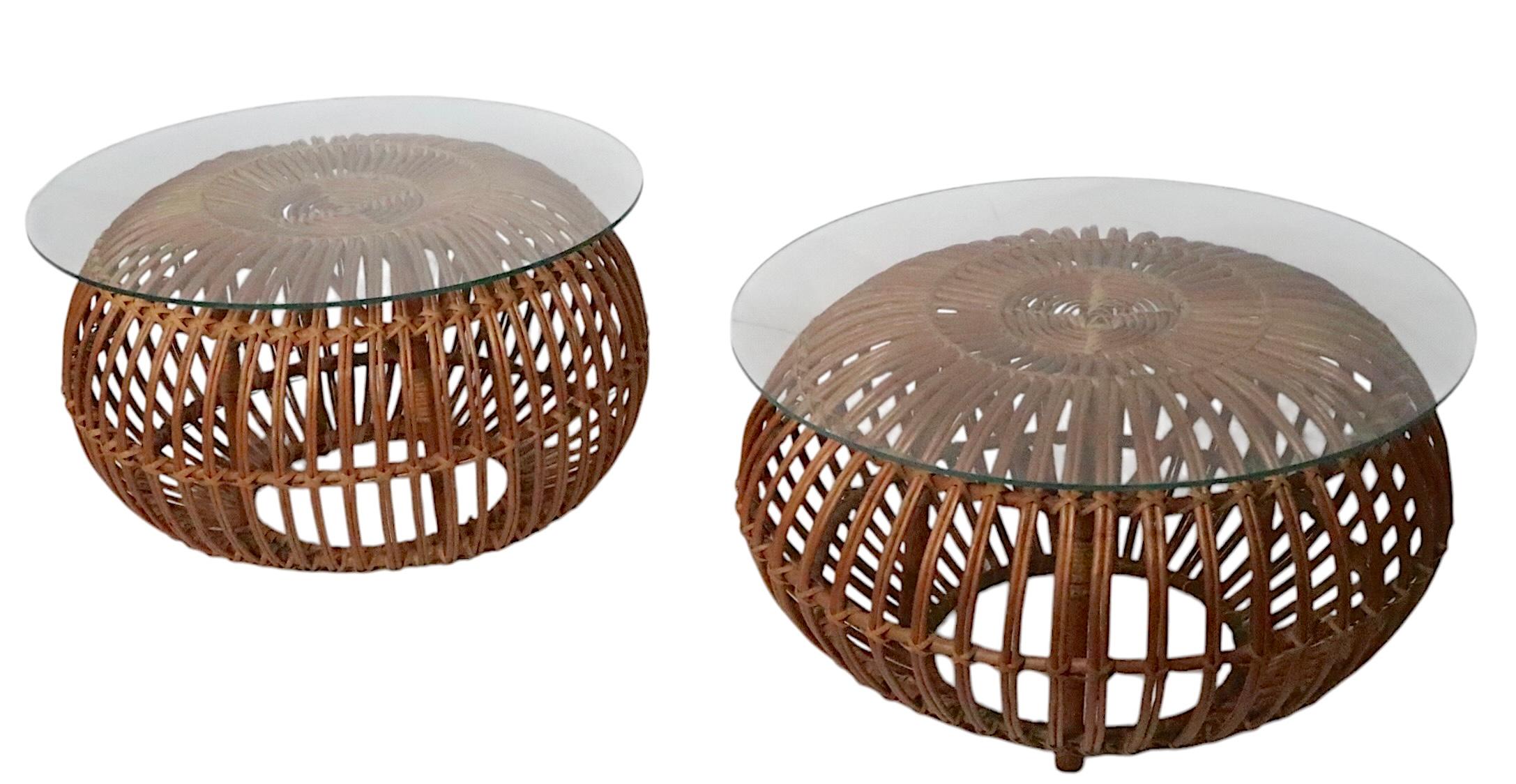 Pr. Franco Albini  Bamboo Reed Stools Ottoman Tables For Sale 2