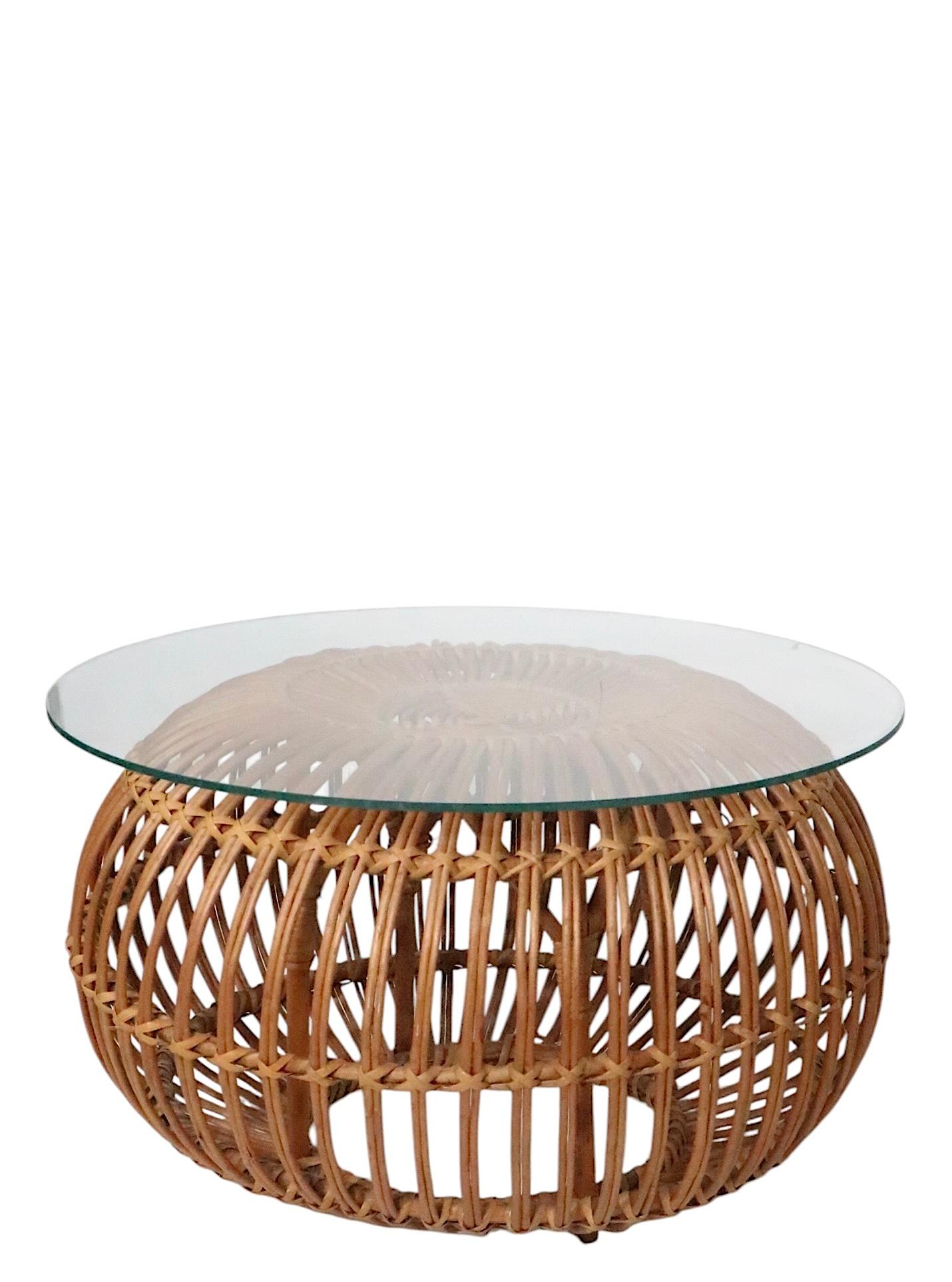 Pr. Franco Albini  Bamboo Reed Stools Ottoman Tables For Sale 3