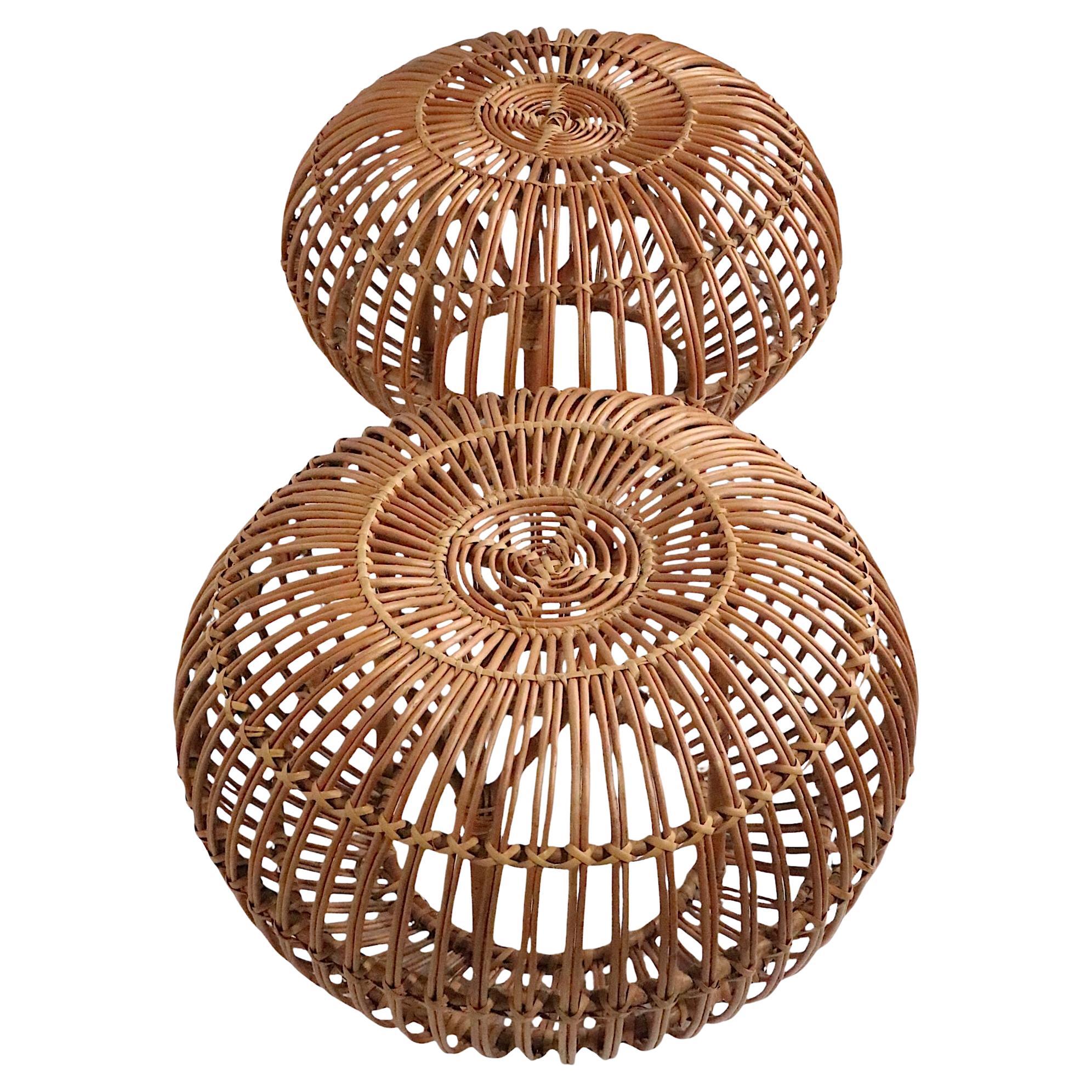 Pr. Franco Albini  Bamboo Reed Stools Ottoman Tables