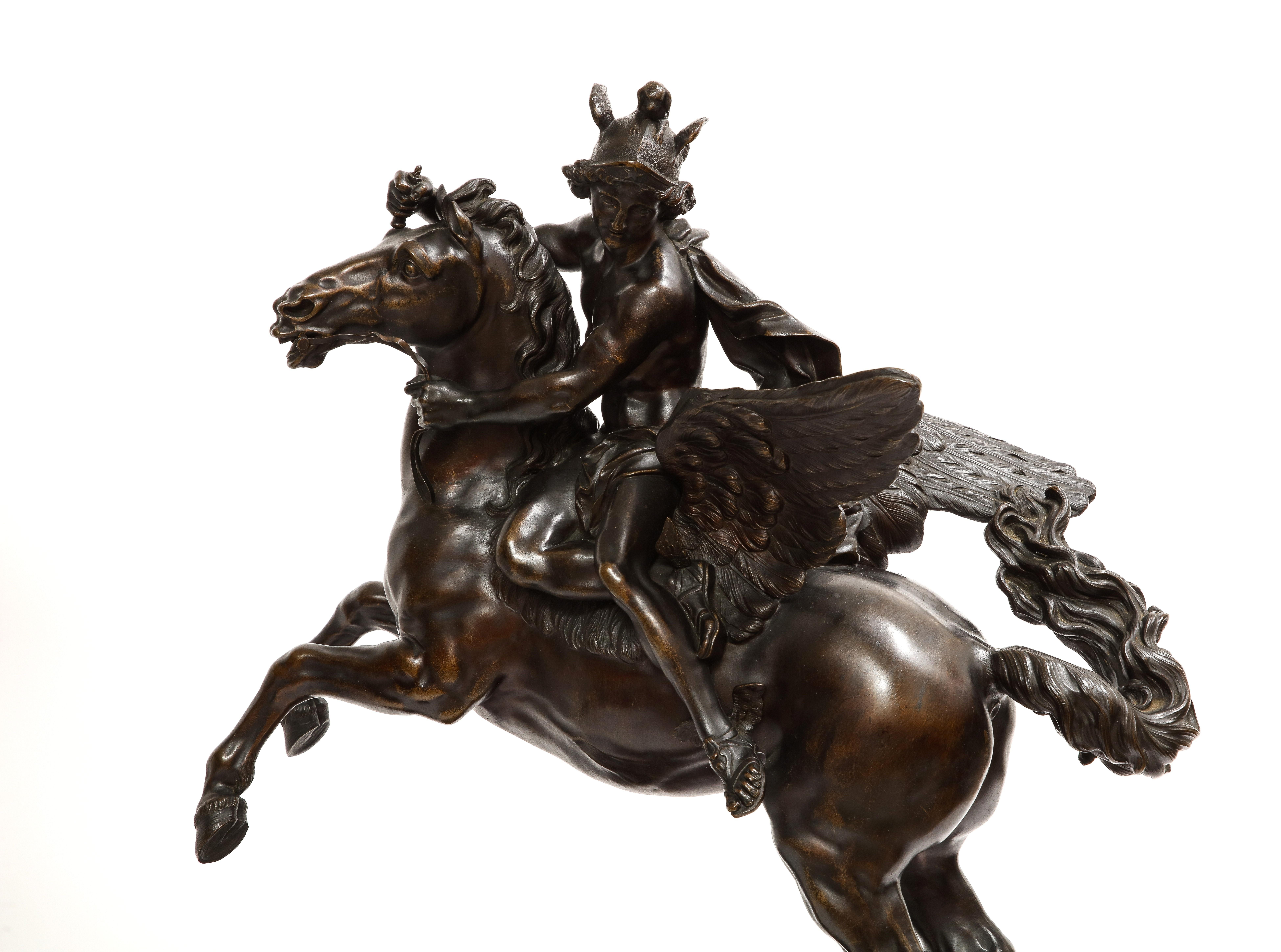 Pr. French 19th C. Bronze Groups Fame & Mercury After Models by Antoine Coysevox For Sale 6