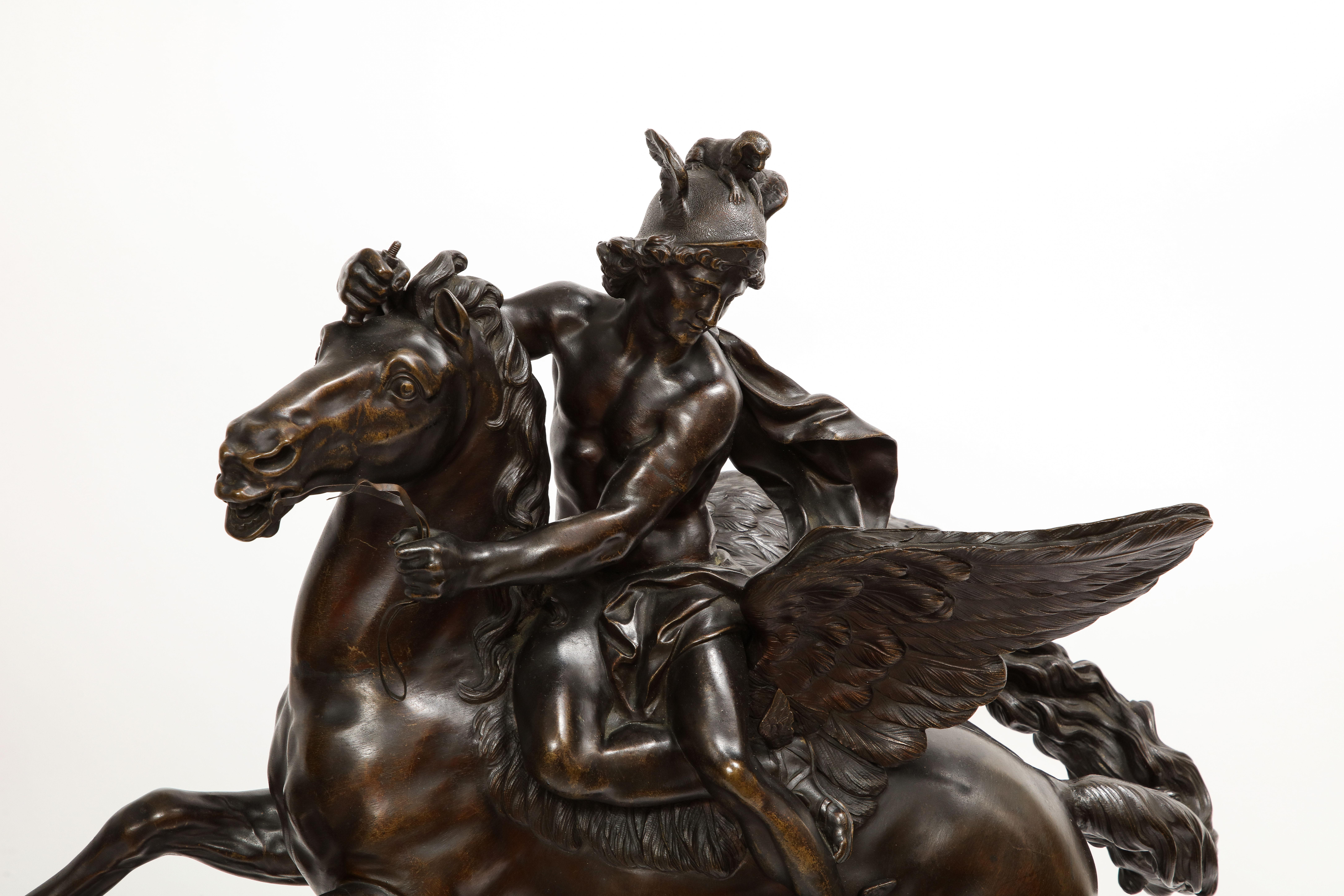 Pr. French 19th C. Bronze Groups Fame & Mercury After Models by Antoine Coysevox For Sale 9