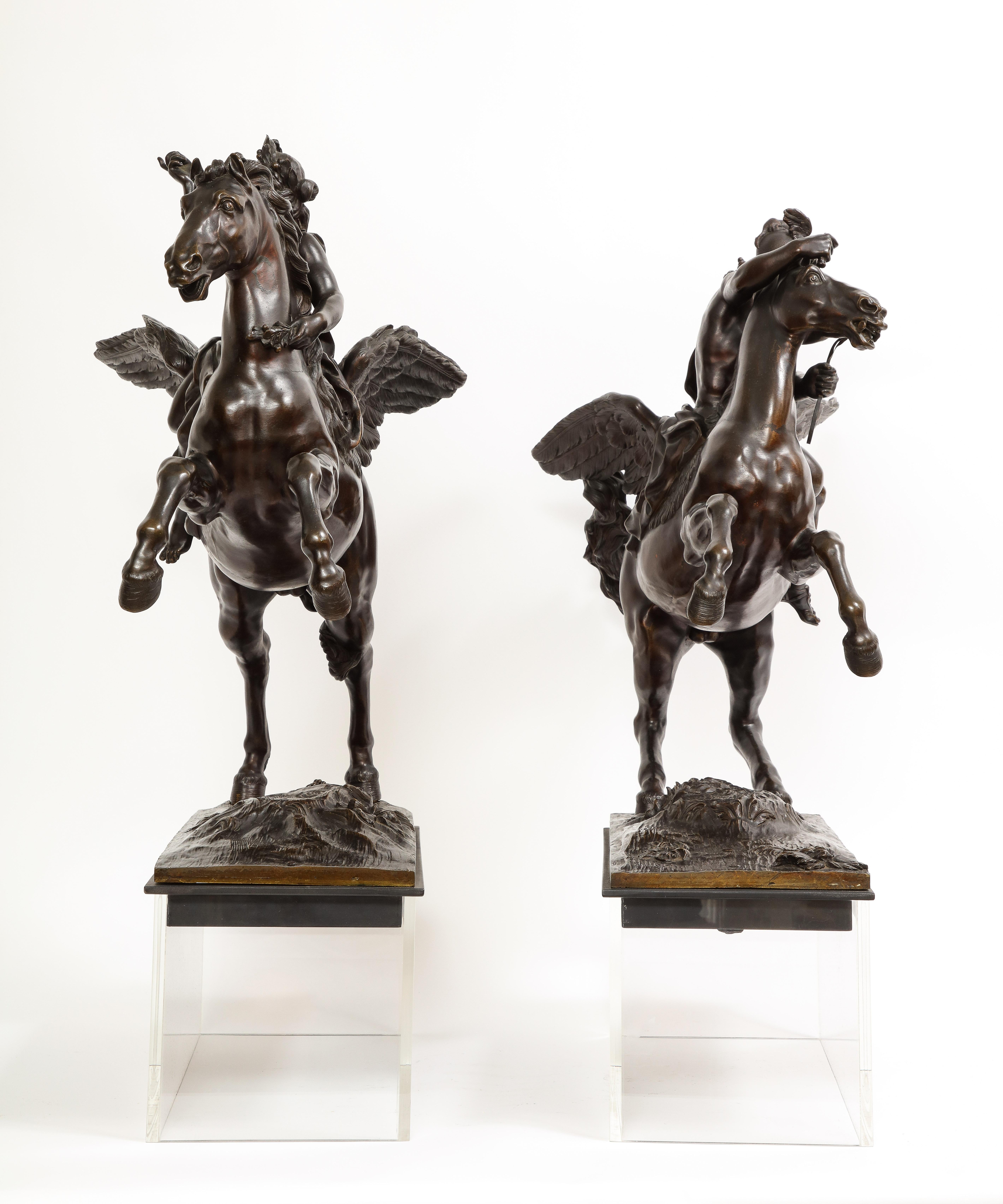 Pr. French 19th C. Bronze Groups Fame & Mercury After Models by Antoine Coysevox For Sale 1