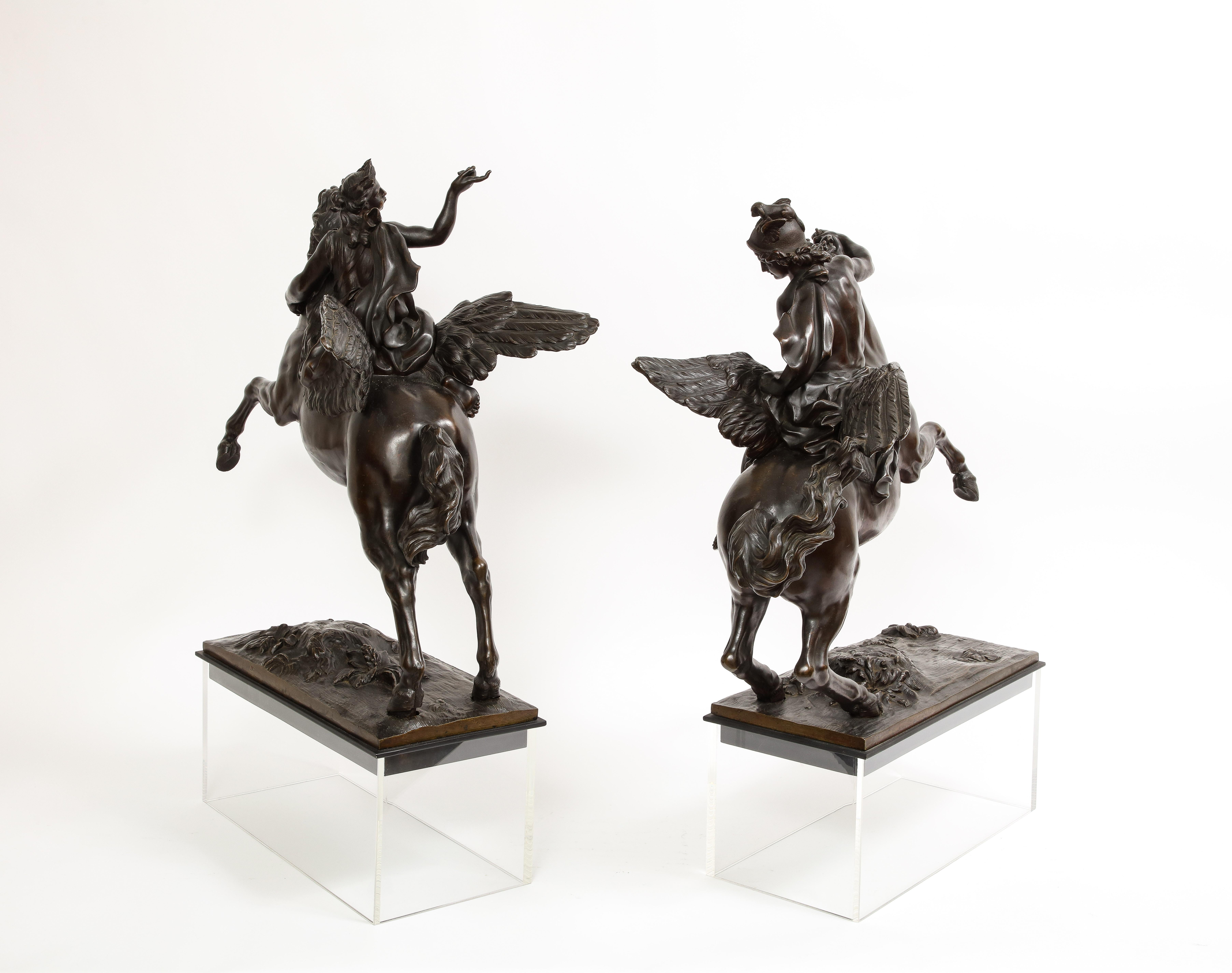 Pr. French 19th C. Bronze Groups Fame & Mercury After Models by Antoine Coysevox For Sale 2