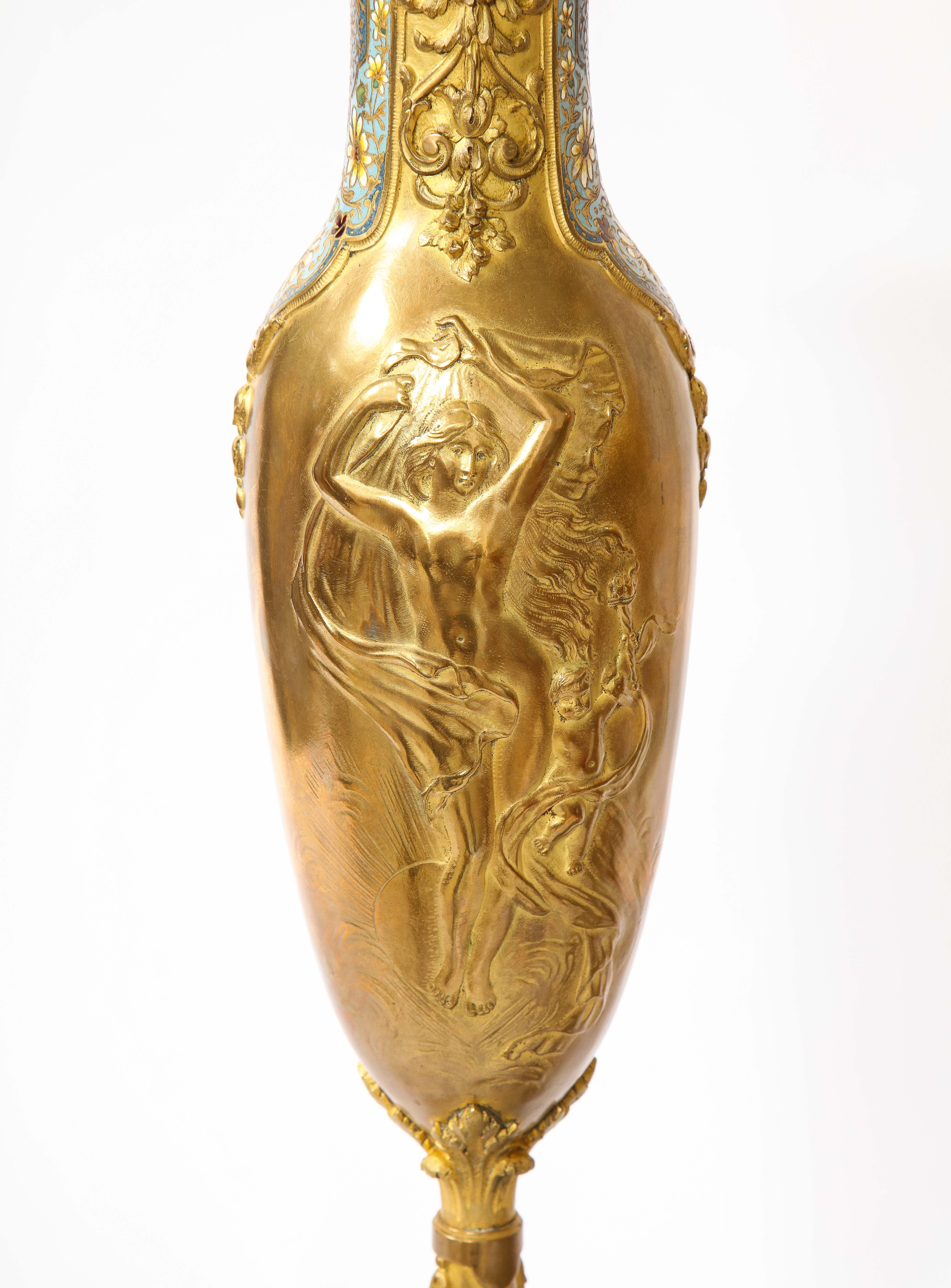 Pr. Dore Bronze Emaille &amp; Marmor Mtd., 19. Jahrhundert, Louis XVI.-Stil, Frankreich Vasen im Angebot 6