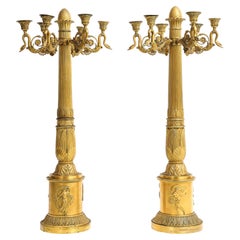 Pr. French Empire Dore Bronze 6-Light Candelabra w Swans, signed Thomire a Paris