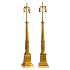 Pr. Säulenförmige Lampen aus vergoldeter Bronze aus der Zeit des französischen Kaiserreichs von Thomire à Paris