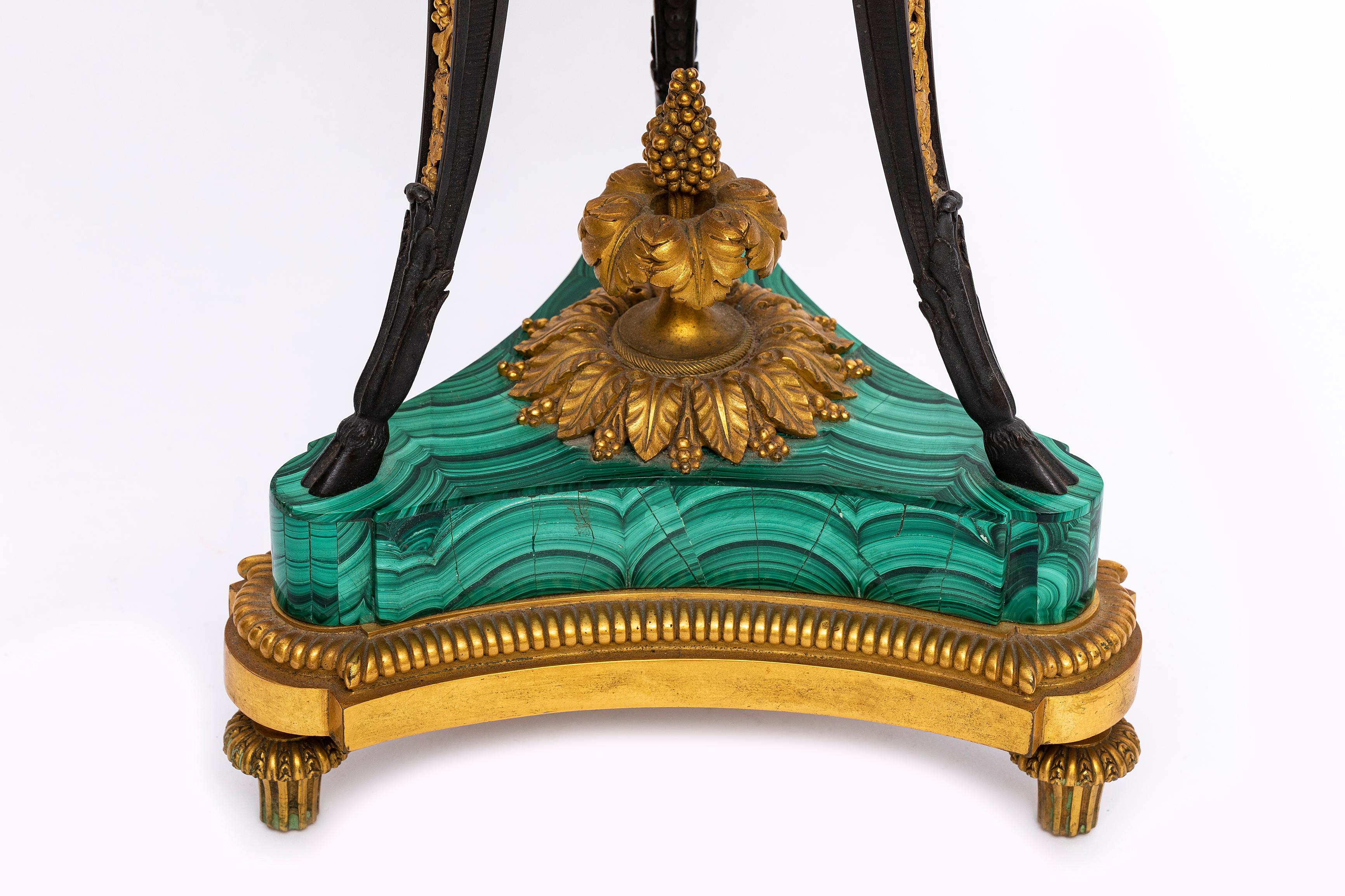 Pr. Pentola figurata francese in malachite patinata e montata in ormolu  H. Dasson in vendita 5
