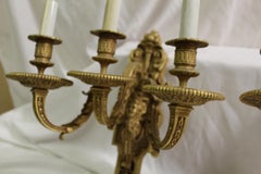 Pr French Sconces, 3 arm  Gold Dore "finish , Lady Faces