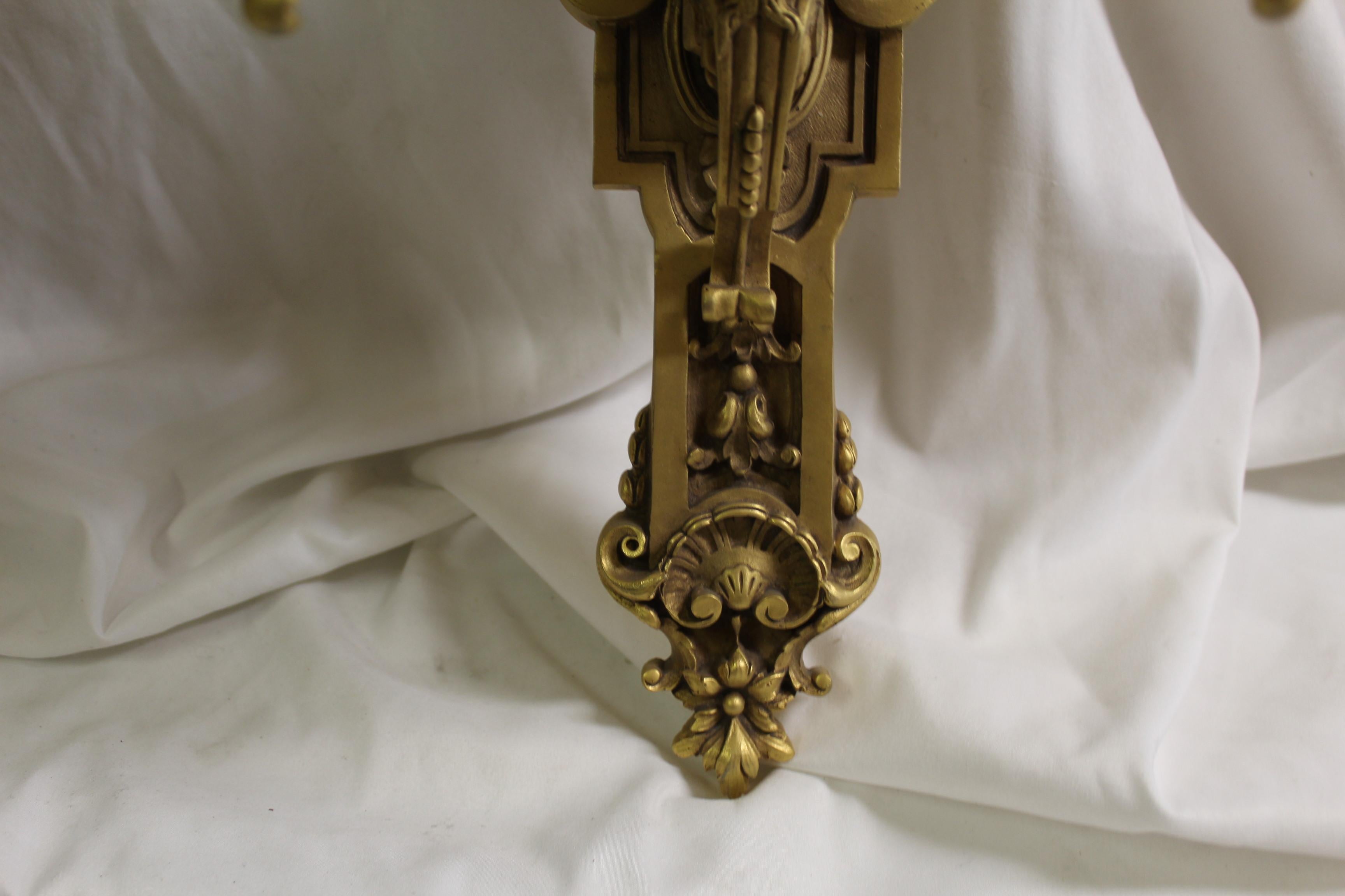 French Provincial Pr French Sconces, 3 arm  Gold Dore 