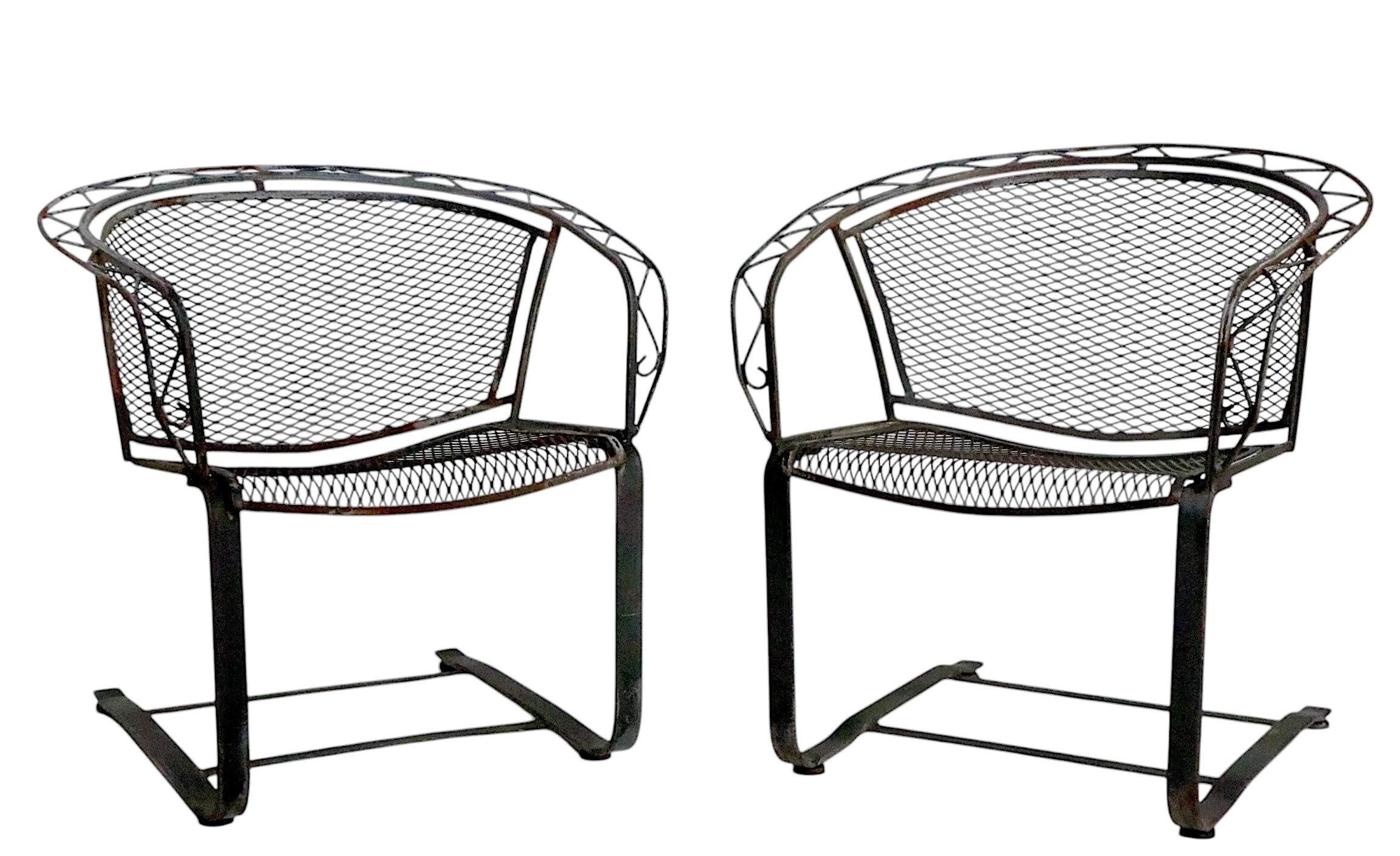 Pr Garden Patio Poolside Cantilevered Zig Zag Pattern Lounge Chairs by Salterini 6