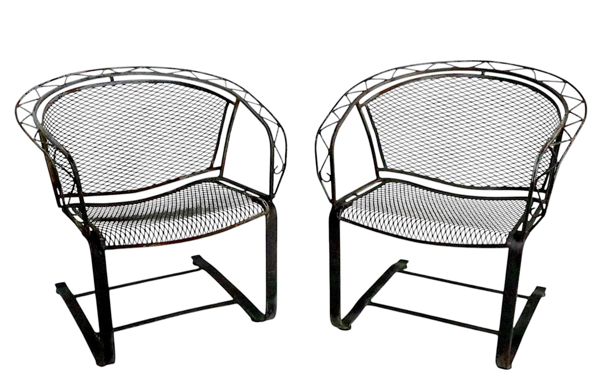 Pr Garden Patio Poolside Cantilevered Zig Zag Pattern Lounge Chairs by Salterini 8