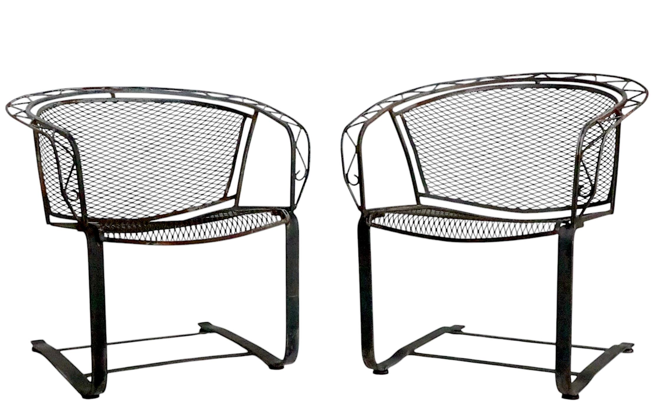 Pr Garden Patio Poolside Cantilevered Zig Zag Pattern Lounge Chairs by Salterini 9
