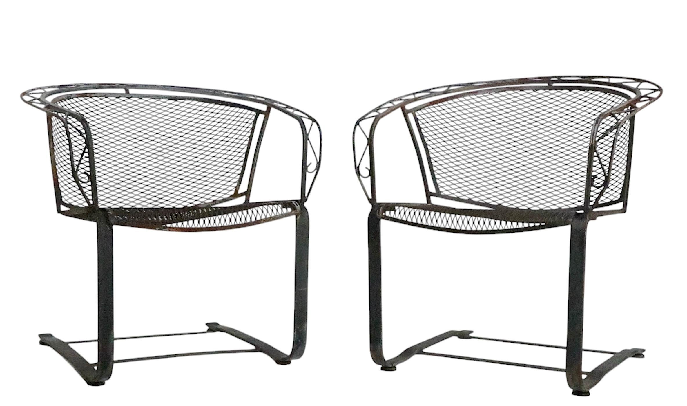 Pr Garden Patio Poolside Cantilevered Zig Zag Pattern Lounge Chairs by Salterini 10