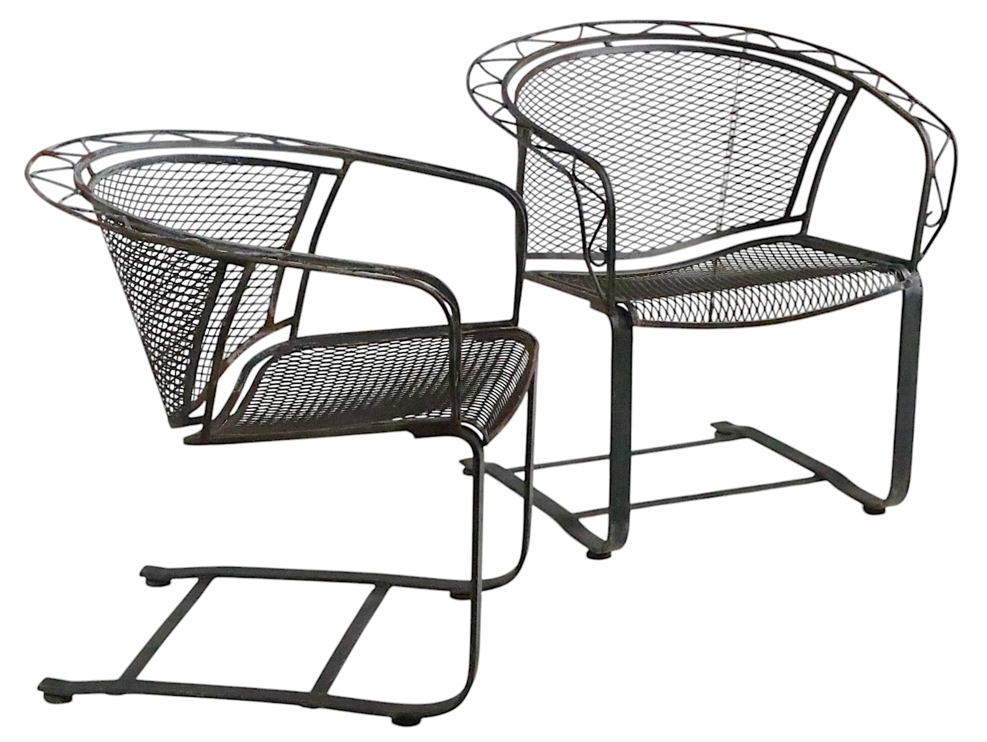 Pr Garden Patio Poolside Cantilevered Zig Zag Pattern Lounge Chairs by Salterini 11