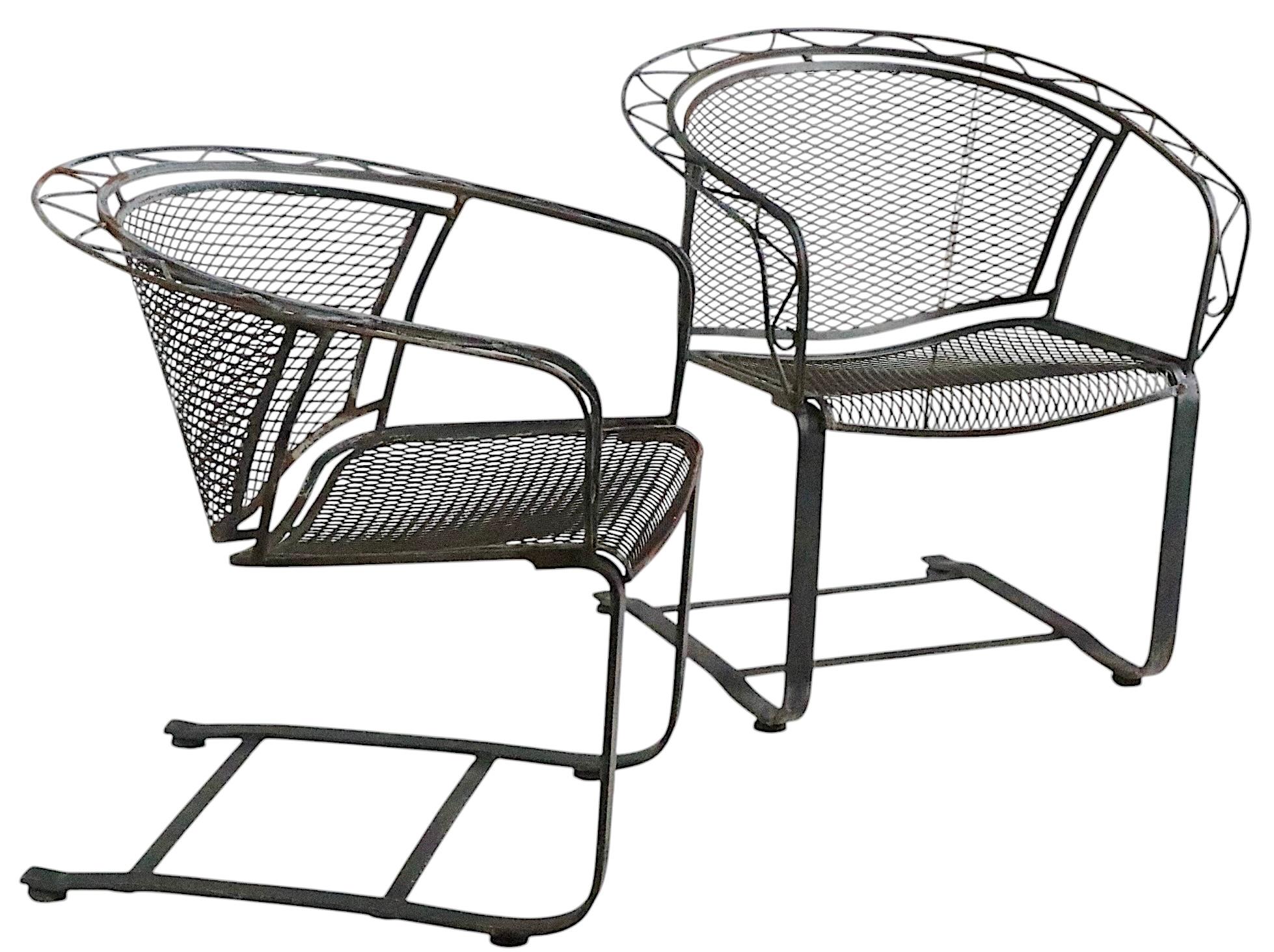 Pr Garden Patio Poolside Cantilevered Zig Zag Pattern Lounge Chairs by Salterini 12