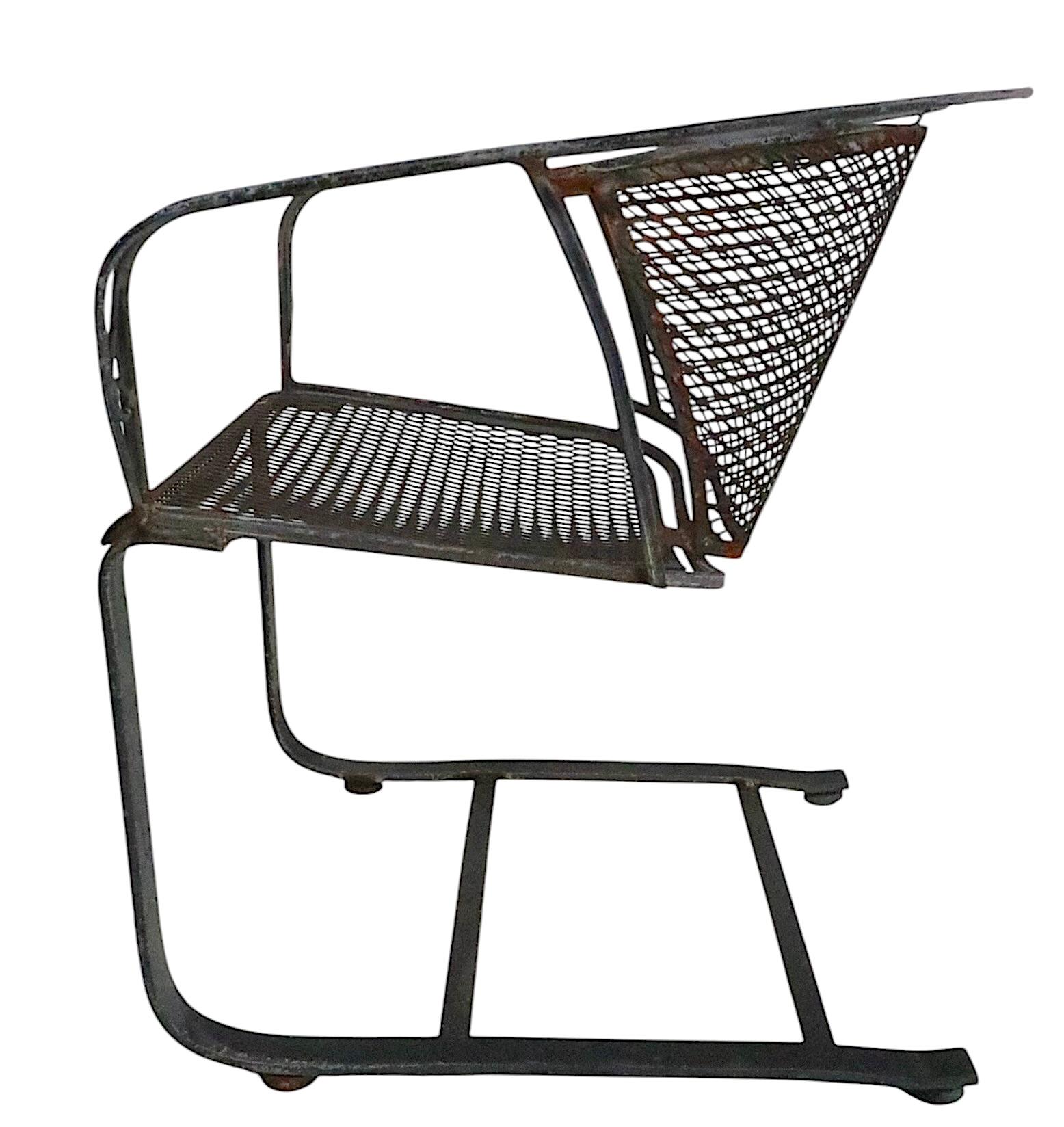 Pr Garden Patio Poolside Cantilevered Zig Zag Pattern Lounge Chairs by Salterini 1