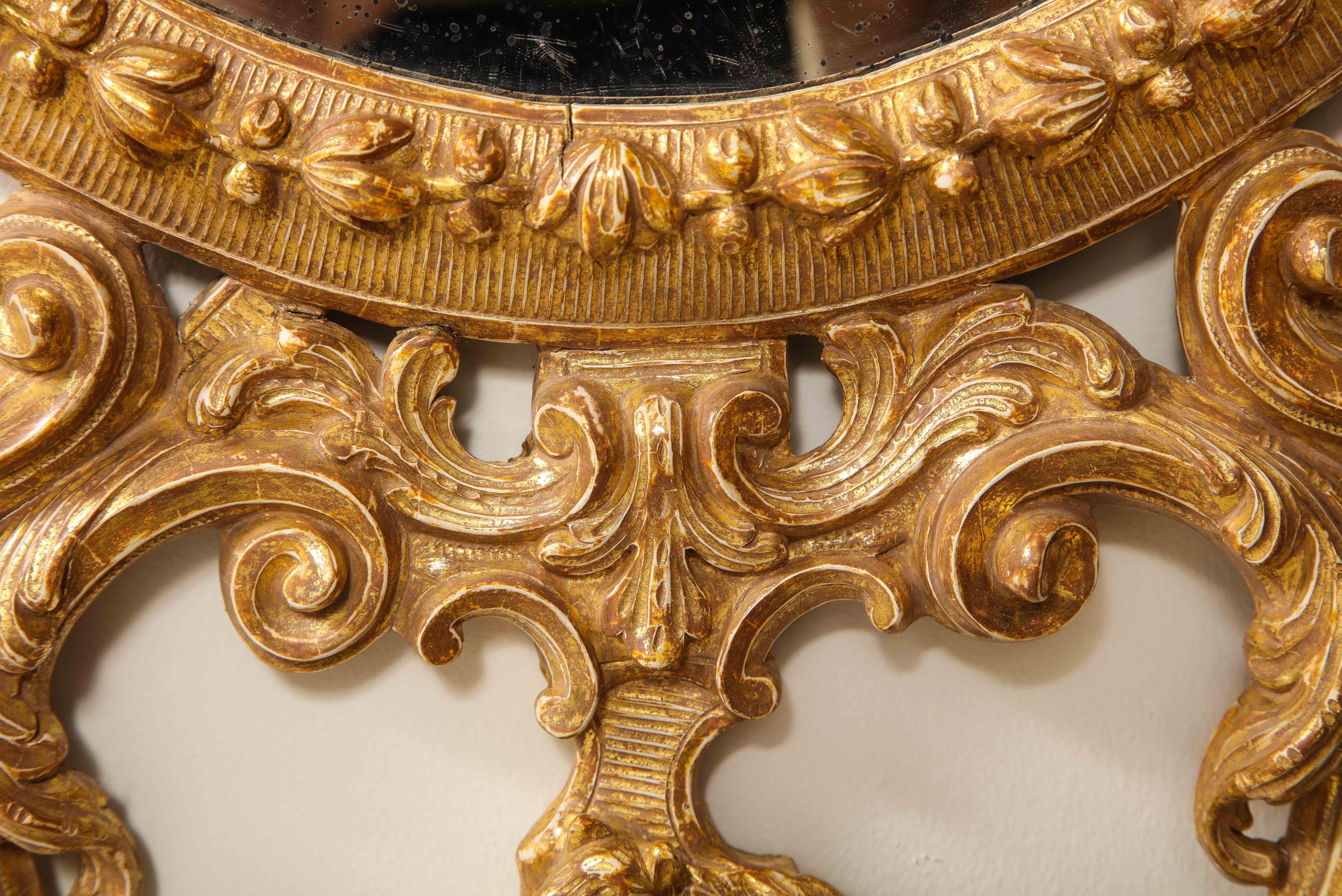 Pr. Ovale Spiegel aus vergoldetem Carton-Pierre- und vergoldetem Holz im Stil von George III., John Linnell im Angebot 7
