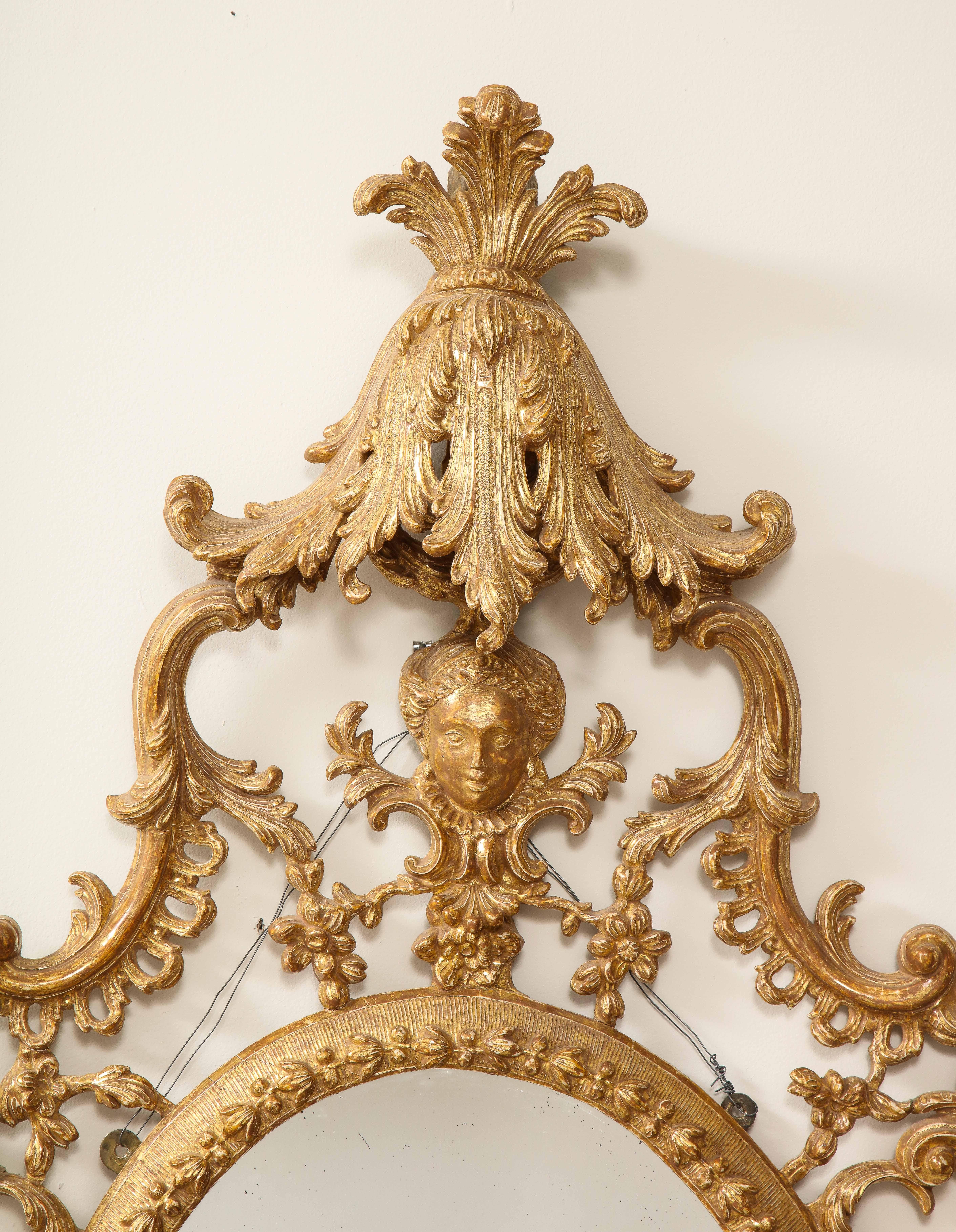 Pr. Ovale Spiegel aus vergoldetem Carton-Pierre- und vergoldetem Holz im Stil von George III., John Linnell im Angebot 10
