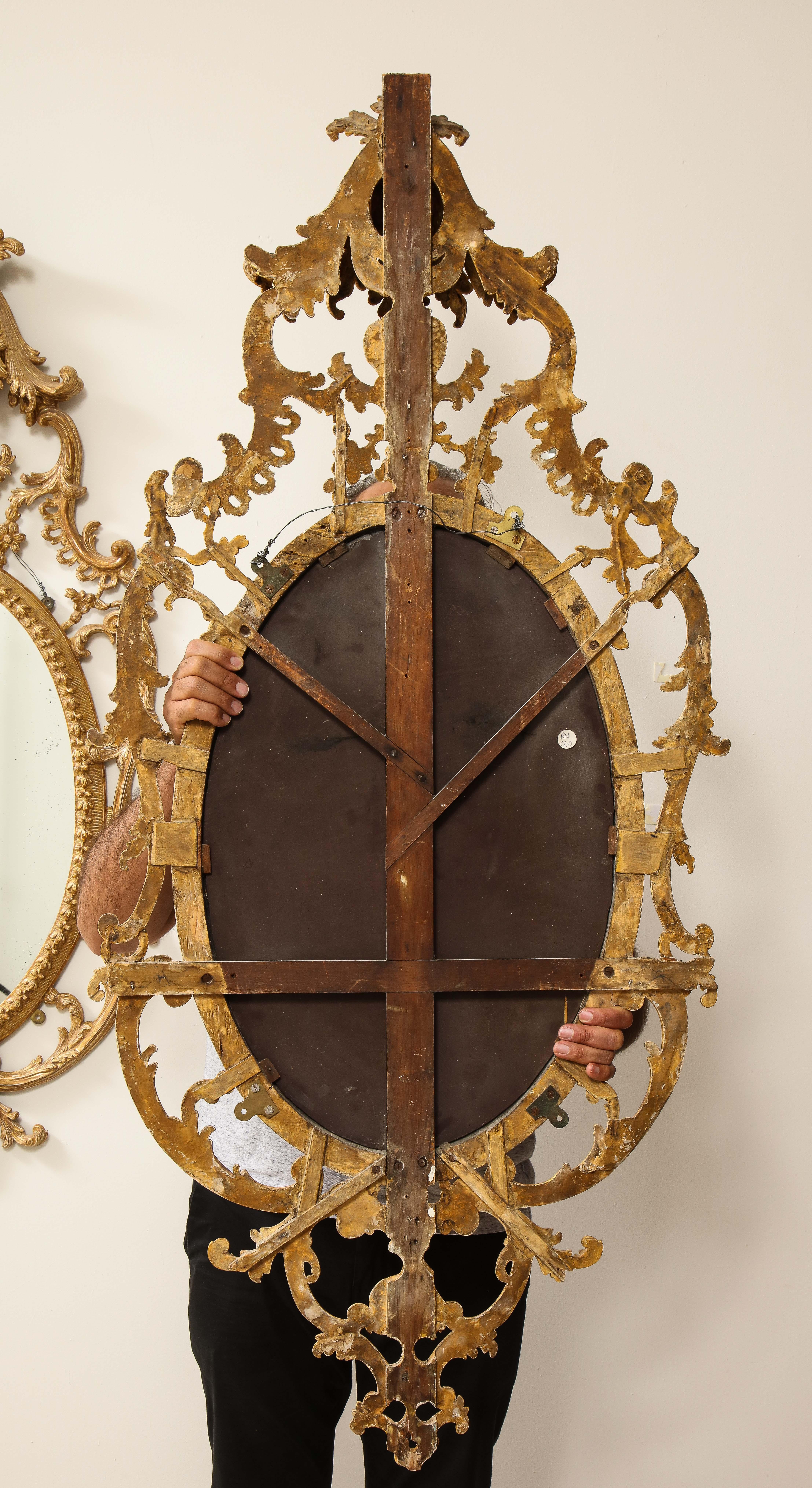 Pr. Ovale Spiegel aus vergoldetem Carton-Pierre- und vergoldetem Holz im Stil von George III., John Linnell im Angebot 12