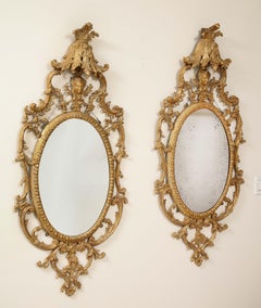 Pr. George III Gilt Carton-Pierre and Giltwood Oval Mirrors, Manner John Linnell