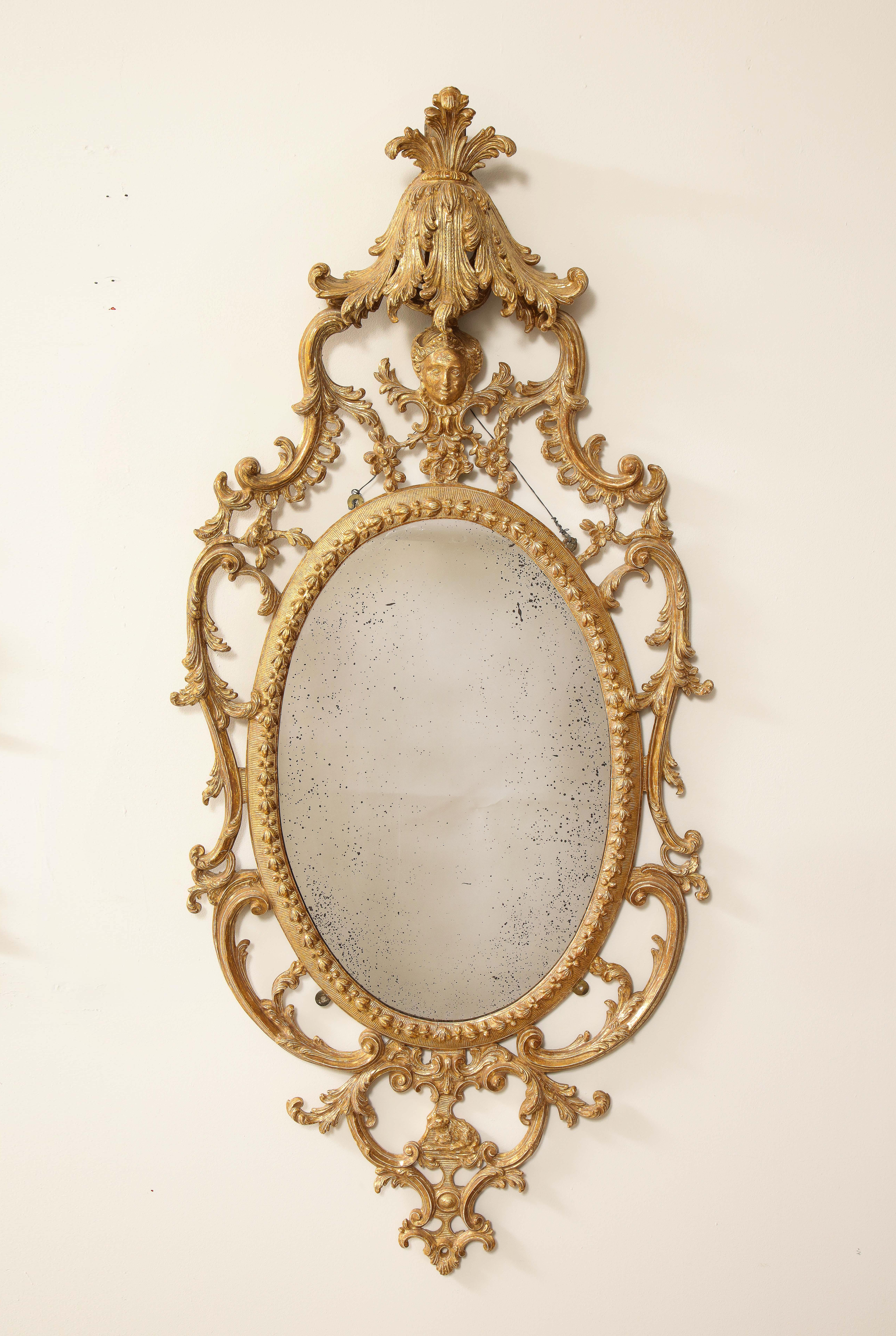 Pr. Ovale Spiegel aus vergoldetem Carton-Pierre- und vergoldetem Holz im Stil von George III., John Linnell (Eloxiert) im Angebot