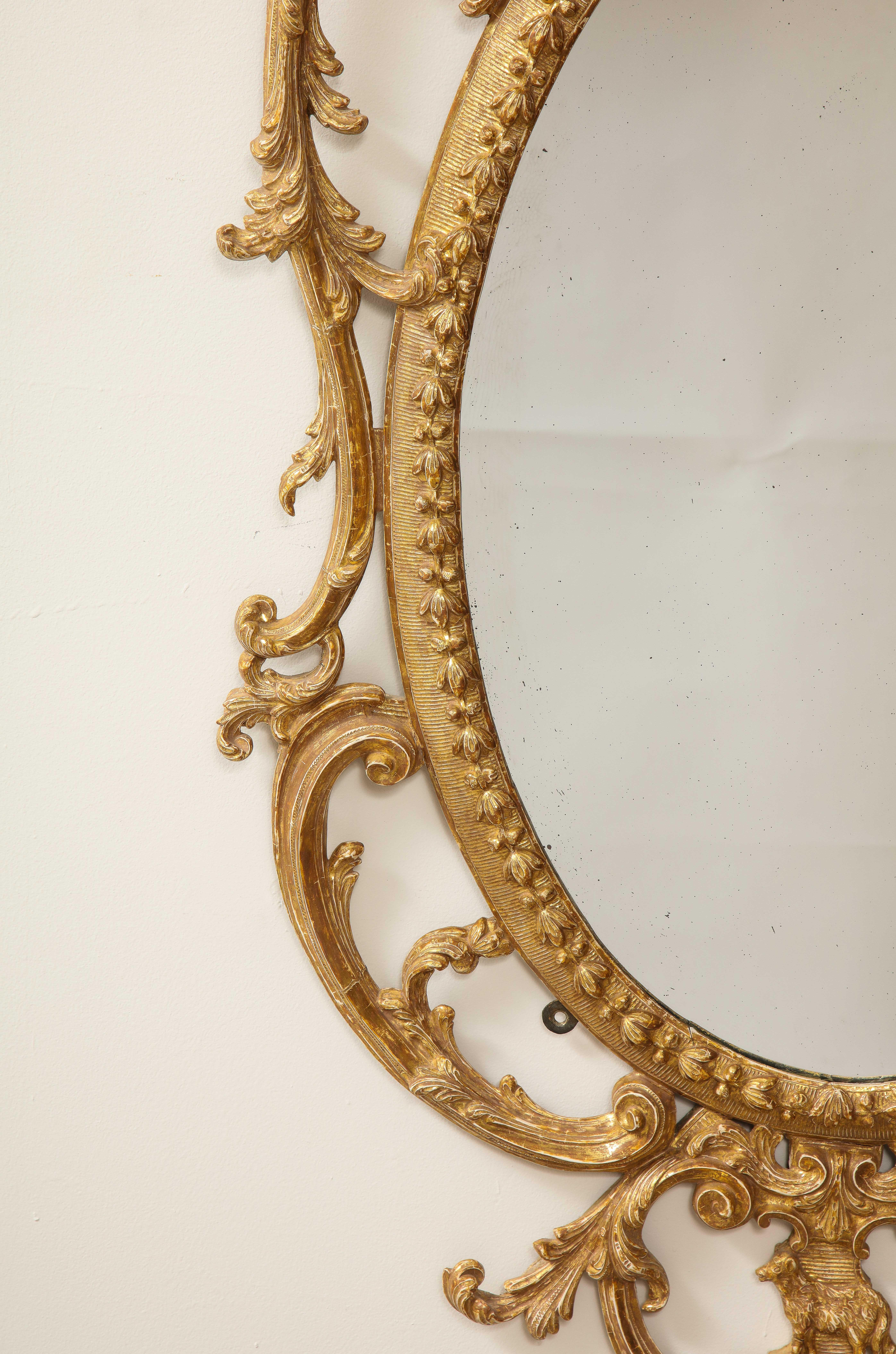 Pr. George III Gilt Carton-Pierre and Giltwood Oval Mirrors, Manner John Linnell In Good Condition For Sale In New York, NY