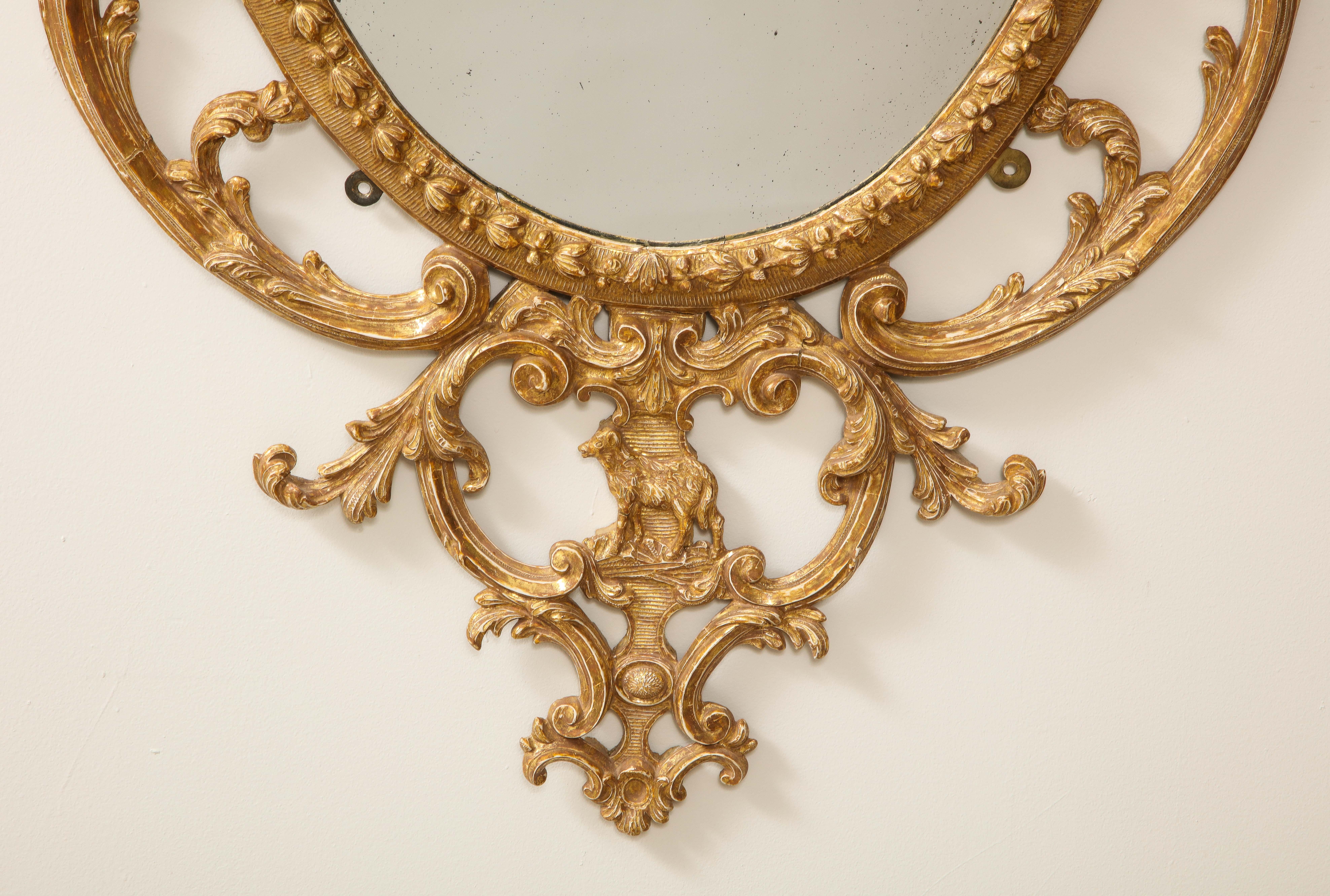 Late 18th Century Pr. George III Gilt Carton-Pierre and Giltwood Oval Mirrors, Manner John Linnell For Sale