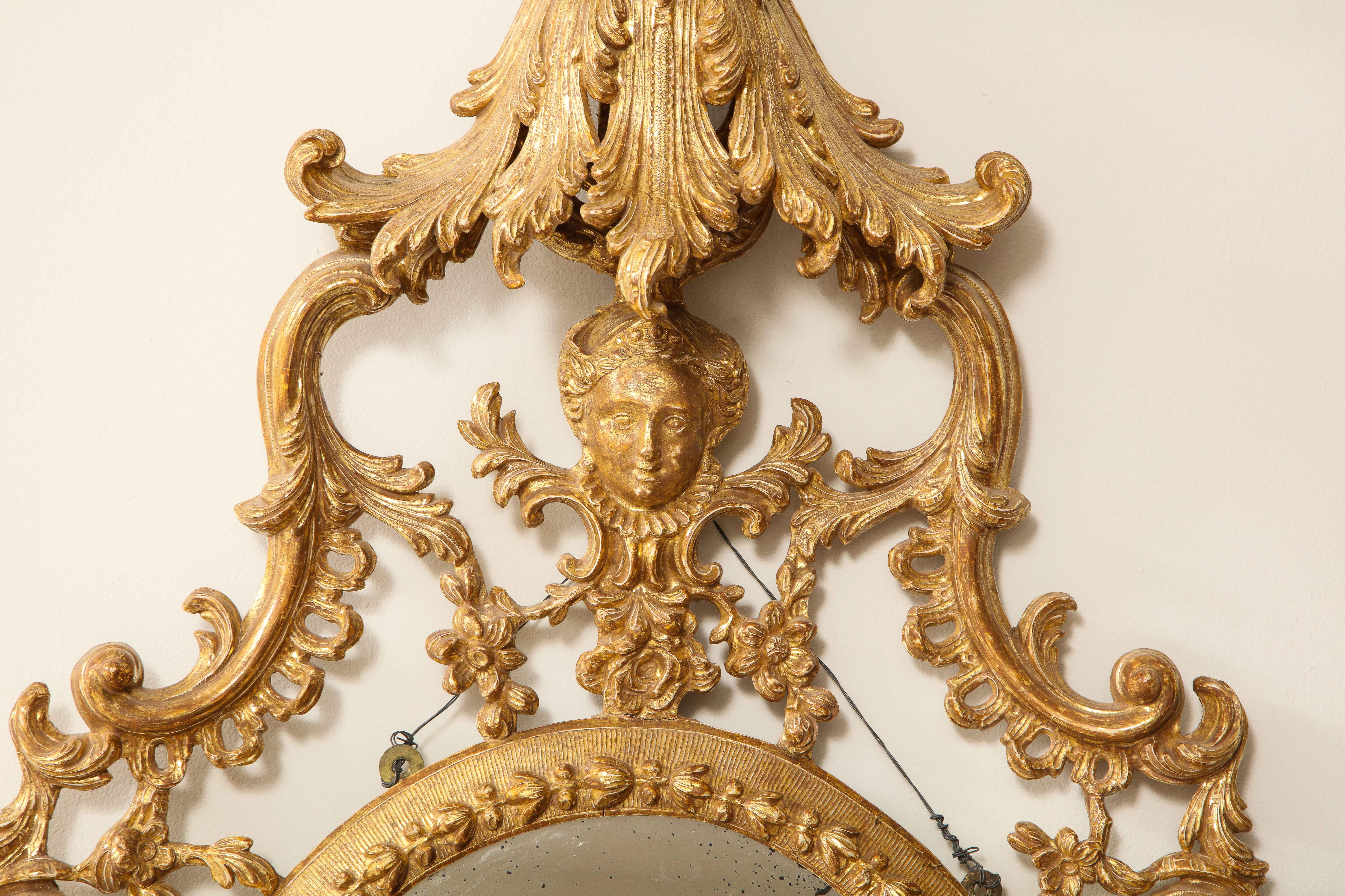 Pr. George III Gilt Carton-Pierre and Giltwood Oval Mirrors, Manner John Linnell For Sale 1