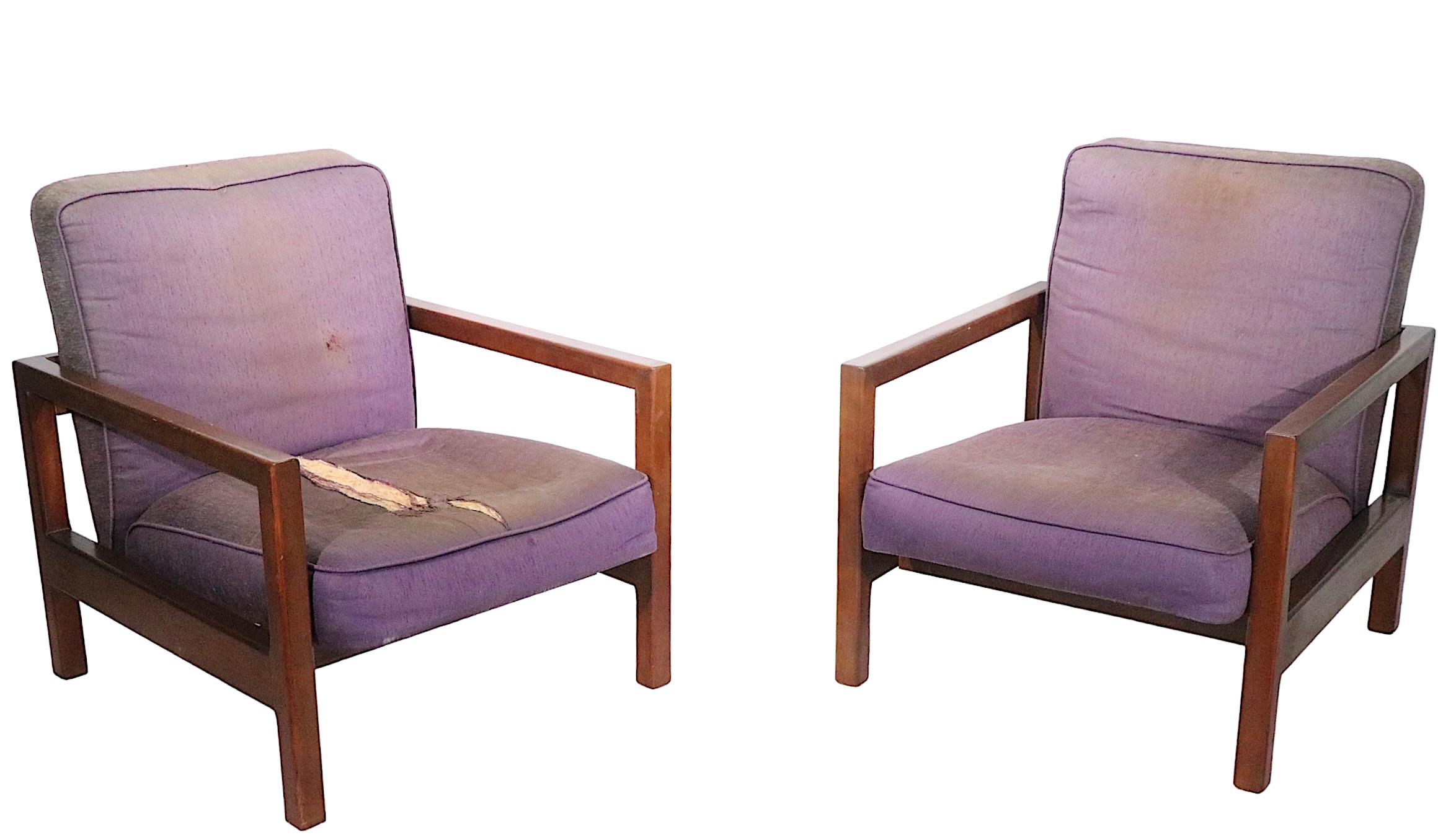 Mid-Century Modern Pair. George Nelson for Herman Miller Cube Arm Chairs Model 4774 For Sale