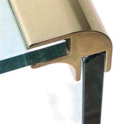 Pr. Tavolini in vetro e ottone di Leon Rosen per Leon Pace, anni '70 ca.