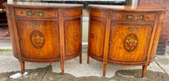 Pr Grand Rapids Imperial Furniture Demilune Adams Style Paint Decorated Cabinets