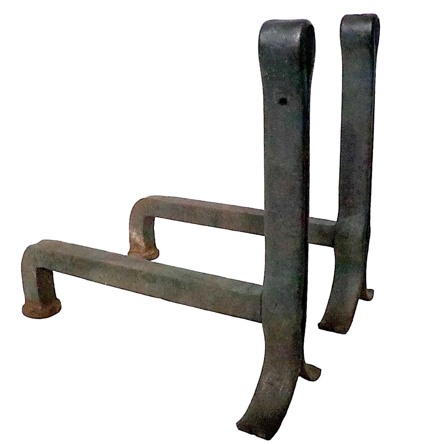 American Pr. Hand Forged Arts and Crafts Andirons