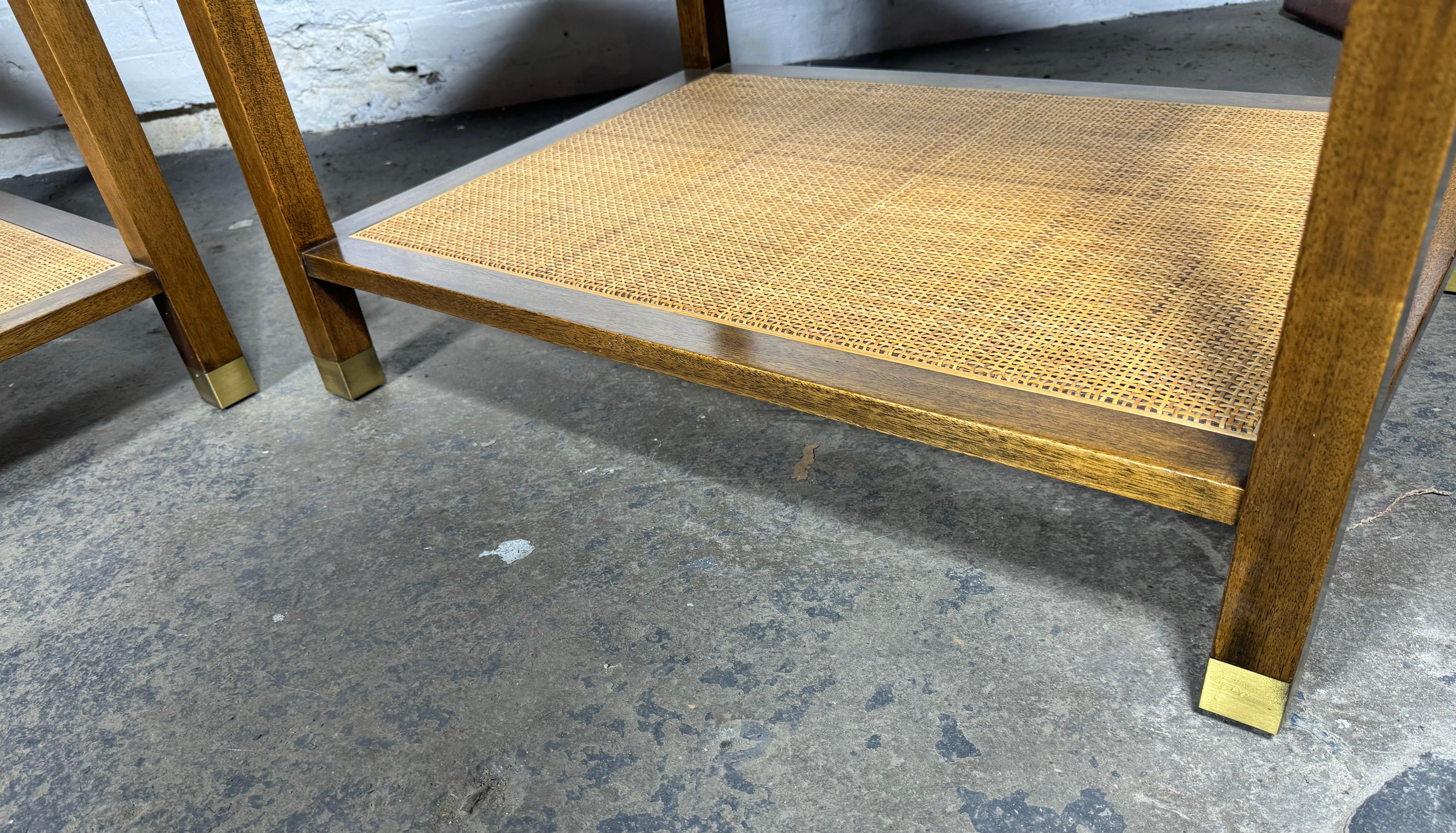 Tables d'appoint en acajou et rotin de Harvey Probber, milieu de siècle en vente 3