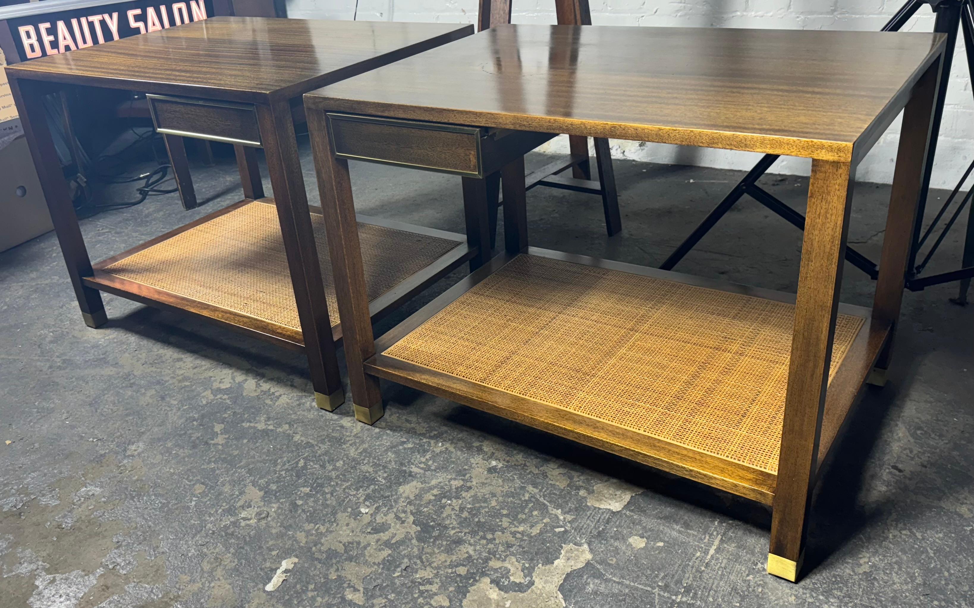 Tables d'appoint en acajou et rotin de Harvey Probber, milieu de siècle en vente 4