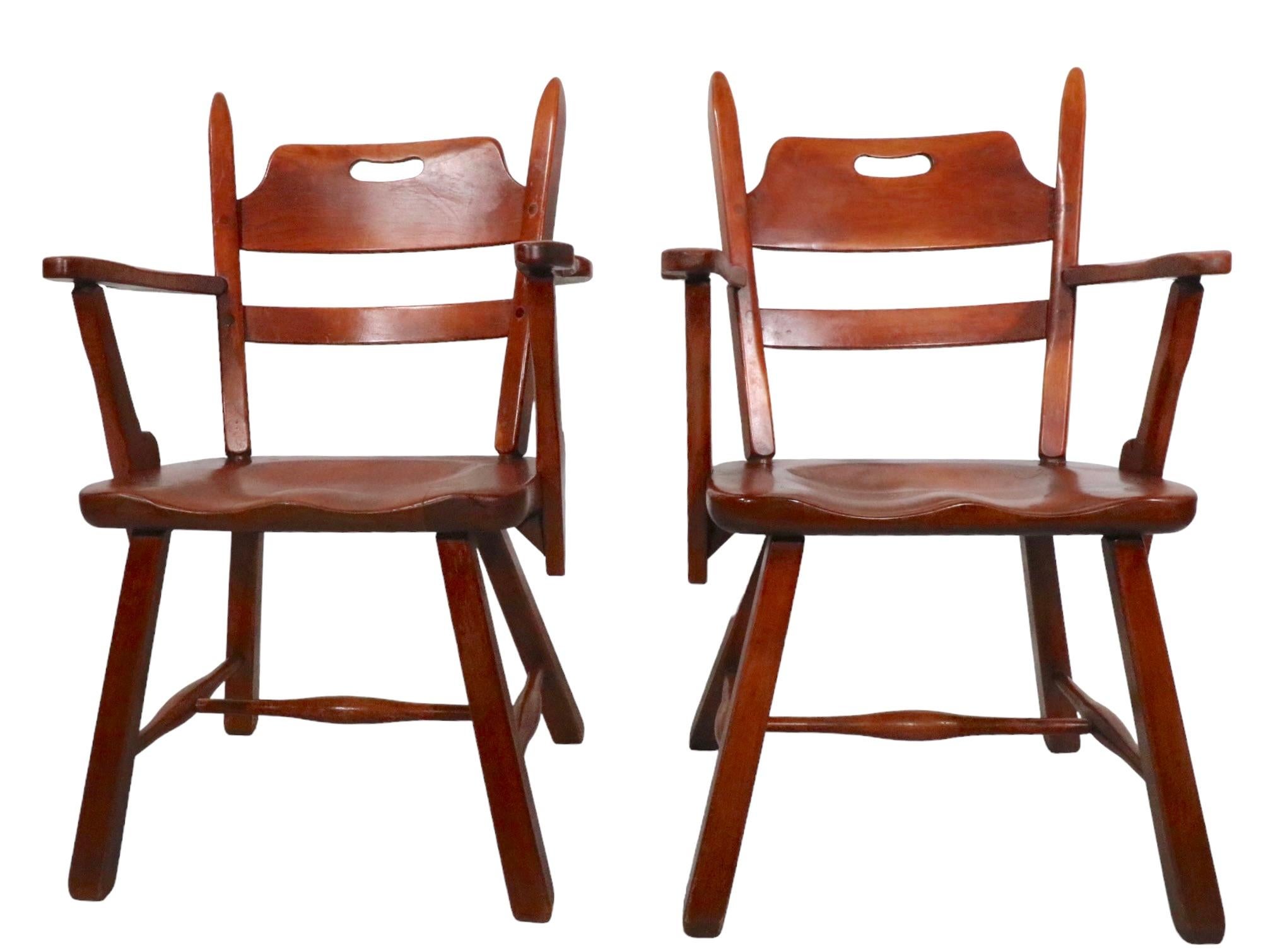 Pair Herman De Vries for Cushman Colonial Creation Dining Arm Chairs For Sale 1