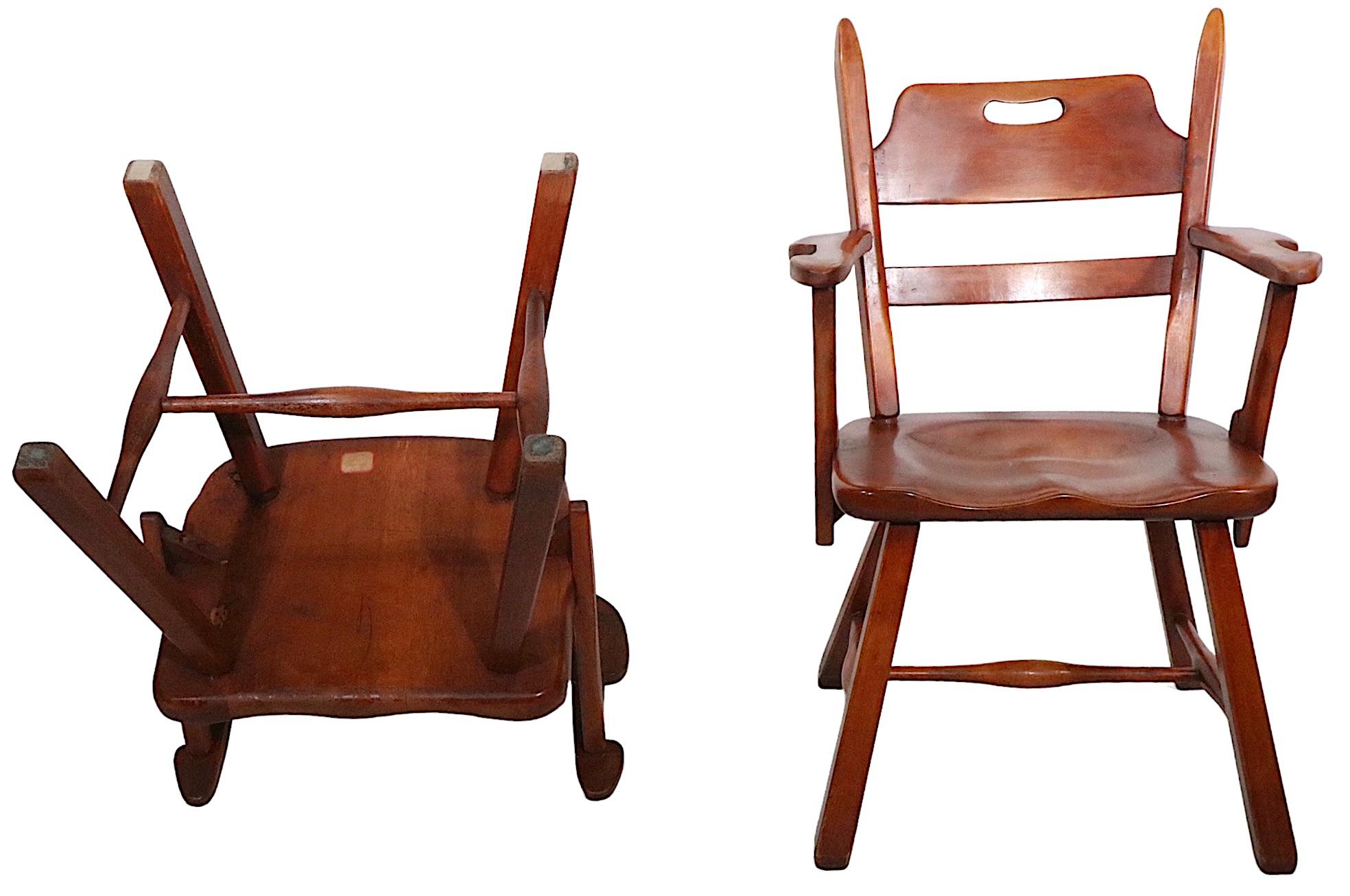 Rustic Pair Herman De Vries for Cushman Colonial Creation Dining Arm Chairs For Sale
