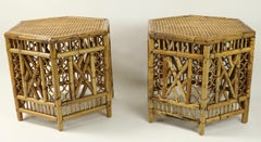 Pair of Hexagonal Bamboo Tables Attributed to Raymor