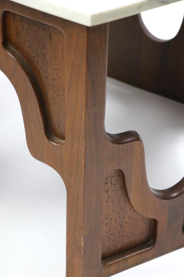 Pair of Hexagonal MarbleTop Tables after Probber at 1stDibs