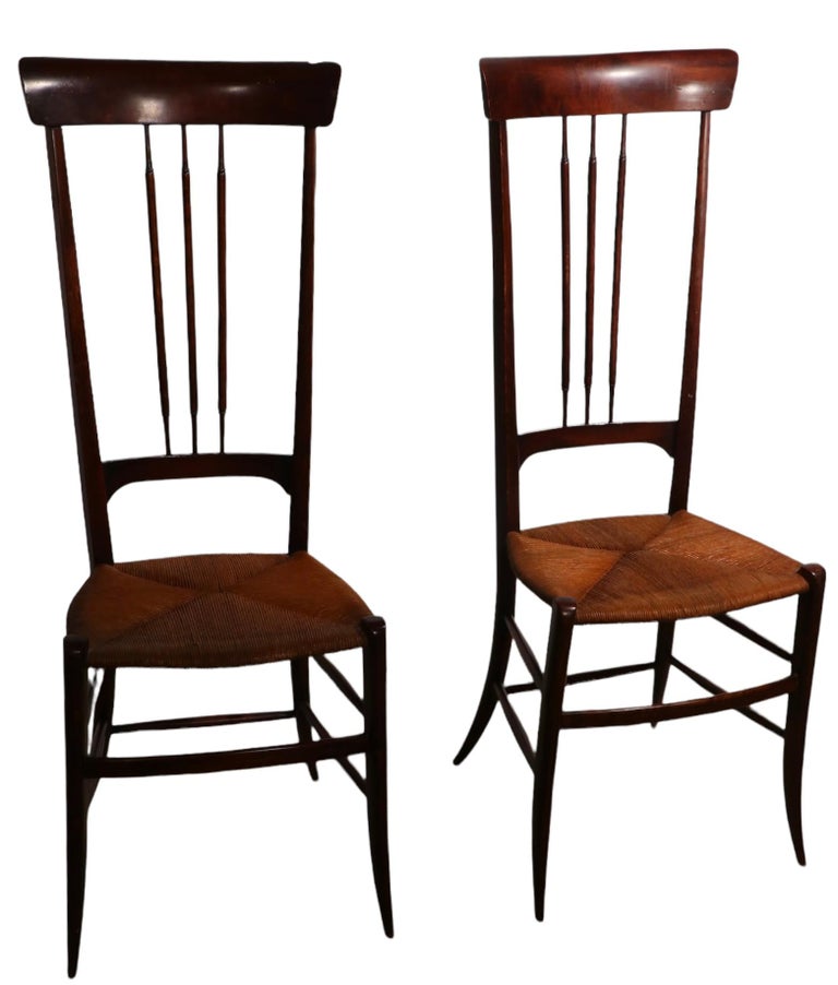 Pr. High Back Side Chairs Att. to Charivari For Sale at 1stDibs